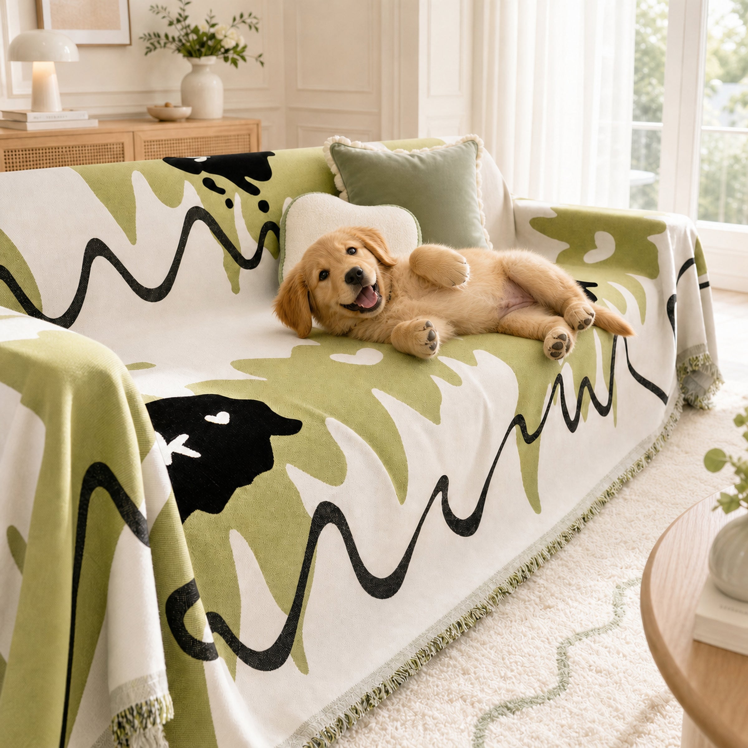 Wavy Chenille Sofa Throw | Scratch-Resistant Pet-Friendly | Sofa Cover