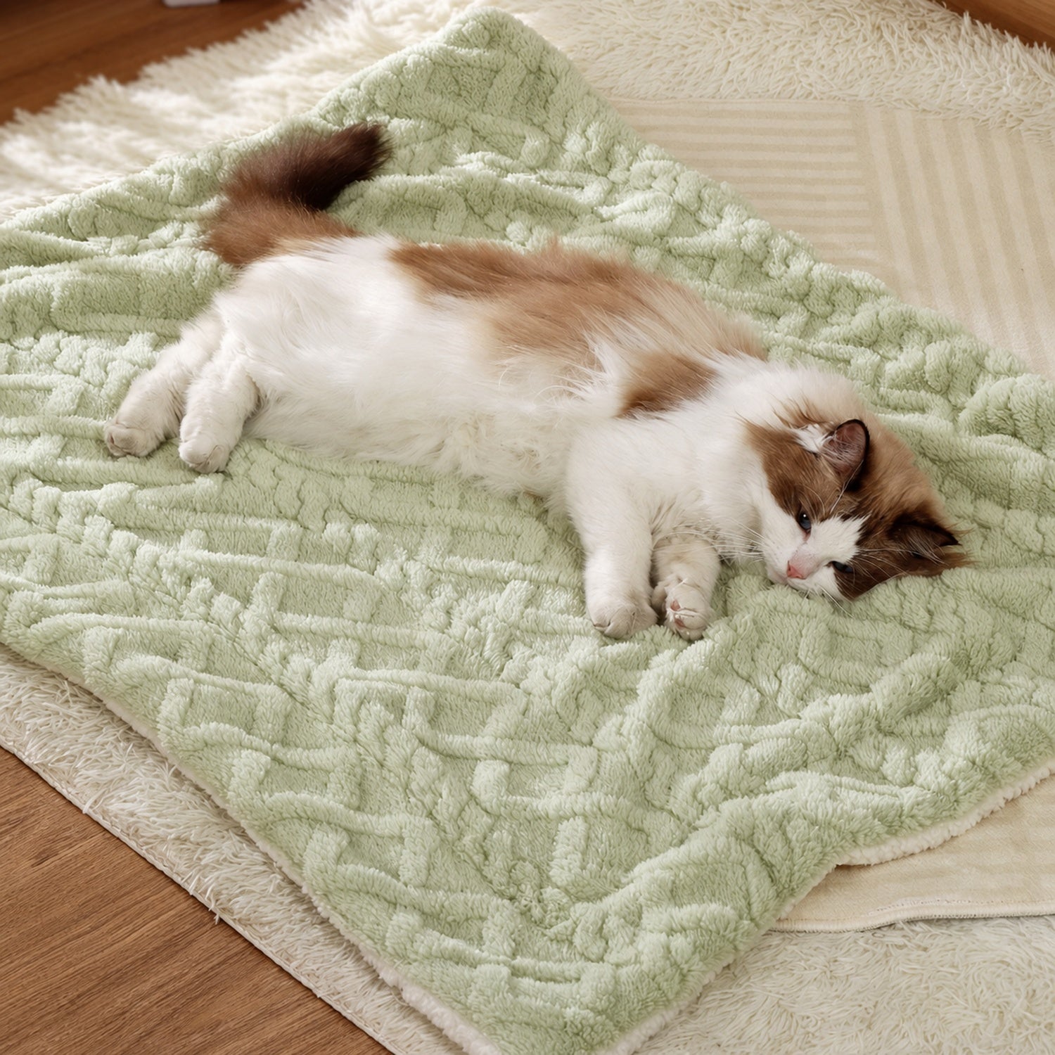 Reversible Plush Pet Blanket | Warm Washable Winter Mat for Dogs & Cats