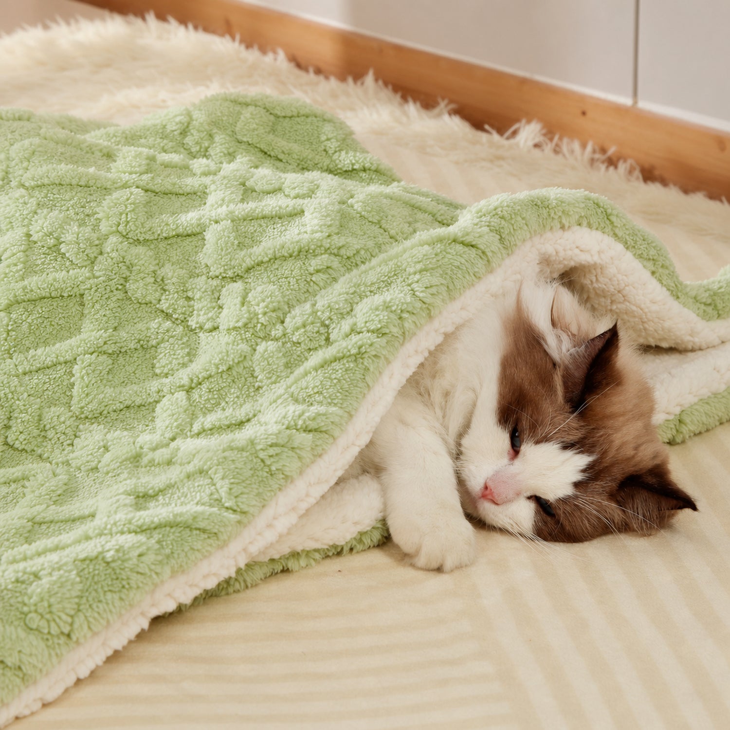 Reversible Plush Pet Blanket | Warm Washable Winter Mat for Dogs & Cats
