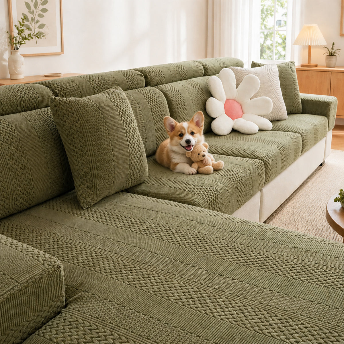 Polar Fleece Sofa Protector | Antistatic Stretch Modular Cover