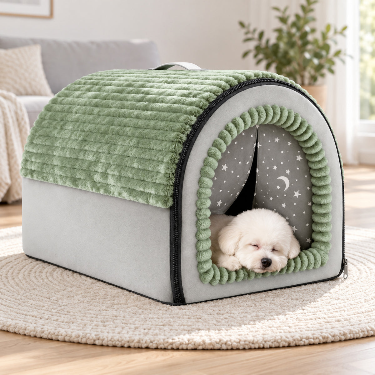 Dog Bed & Cat Bed | Cosy Cabin Pet House | Soft Plush & Removable Cushion