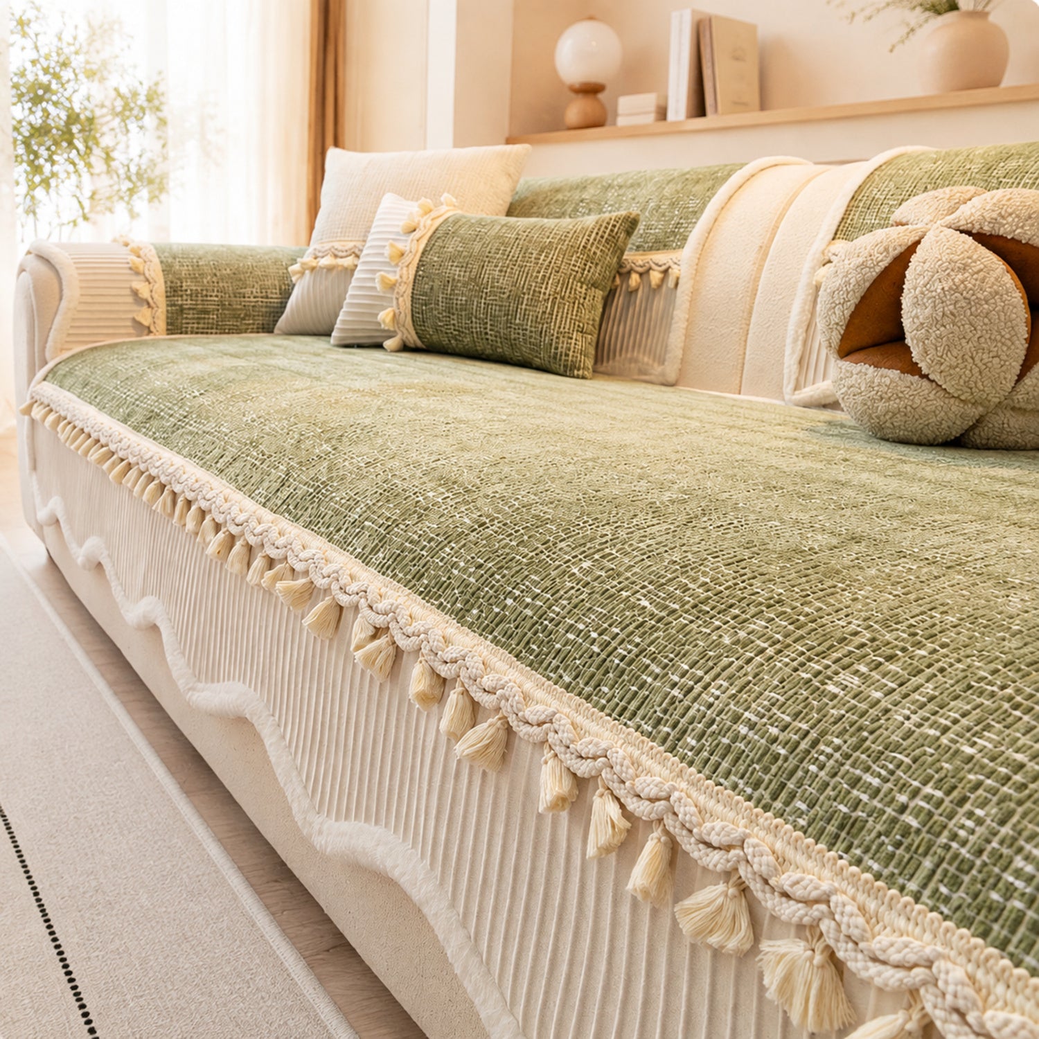 Tassel Weave Chenille Sofa Cover| Non-Slip Scratch-Resistant