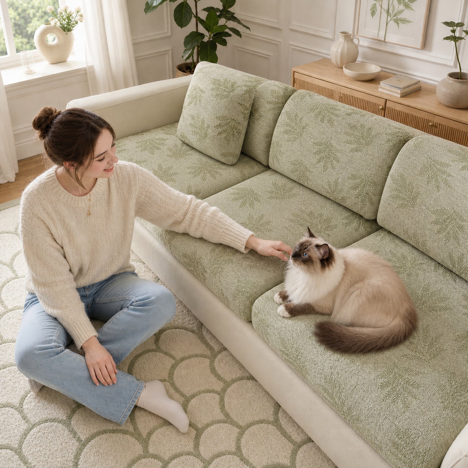 Stretch Chenille Sofa Protector | Full-Coverage Scratch-Resistant Cover