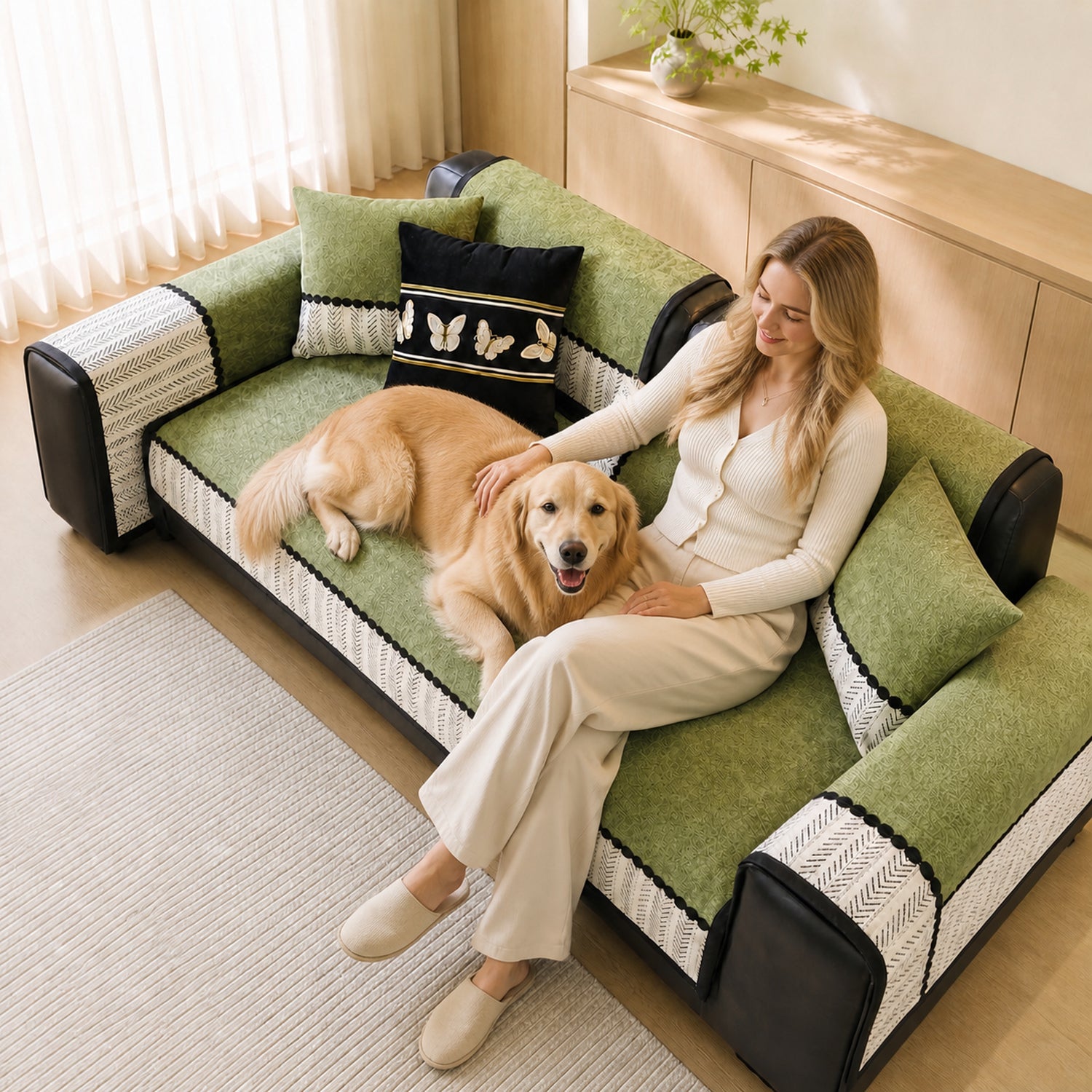 Herringbone Sofa Protector | Chenille Non-Slip All-Season Cover