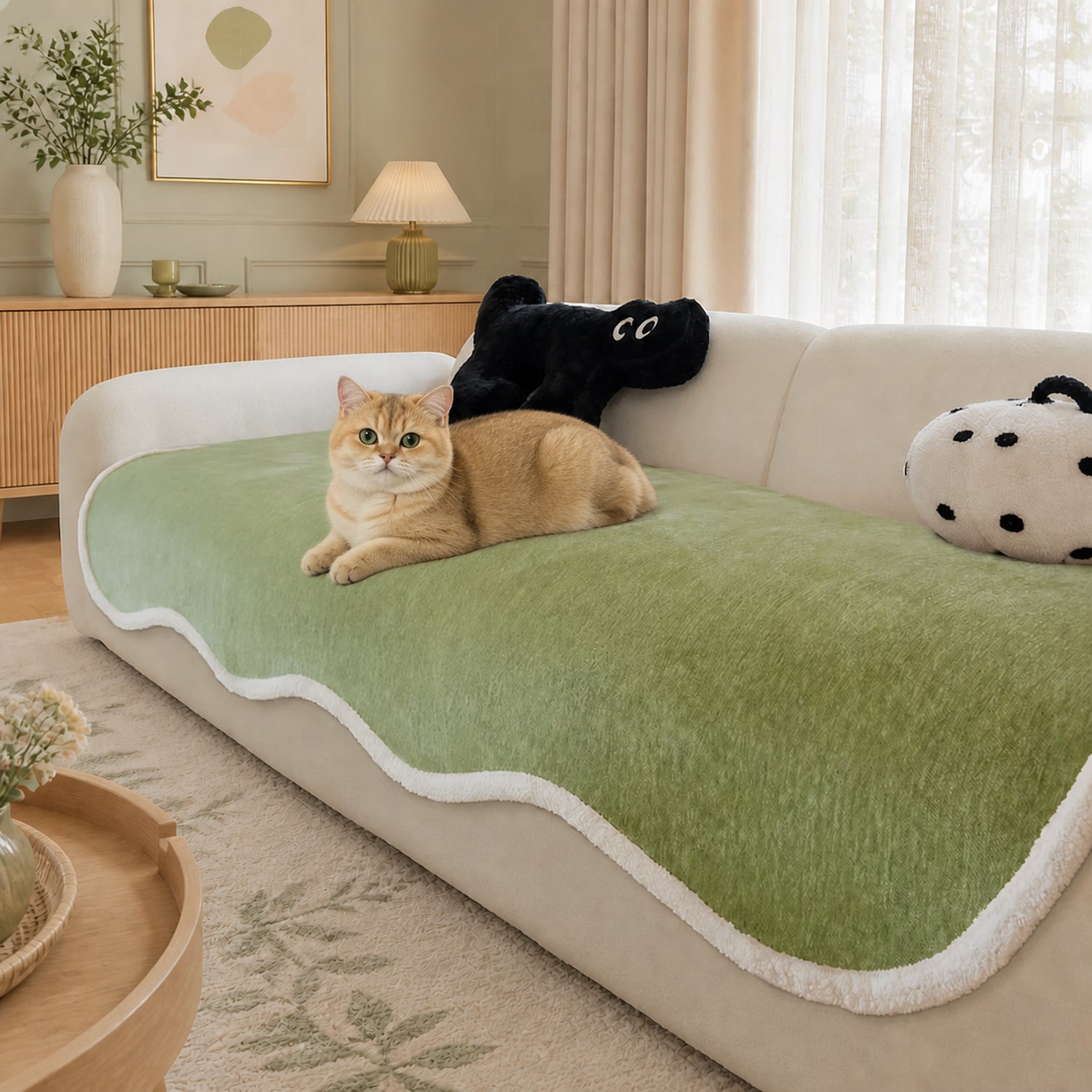 Winter Cheeky Monster Plush Sofa Cover | Warm Non-Slip Washable