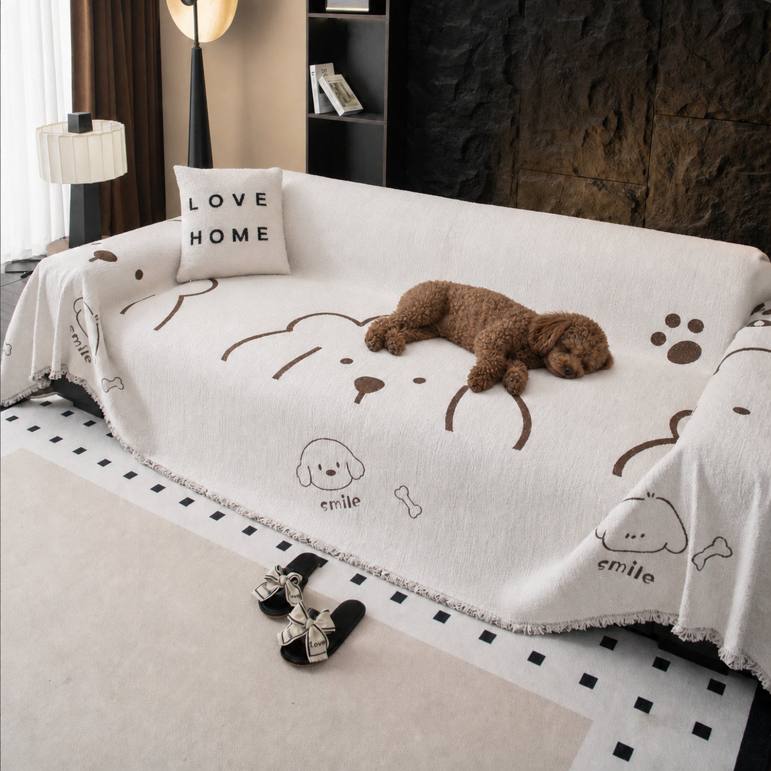Puppy Print Sofa Throw | Thick Winter Sofa Protector | Machine Washable
