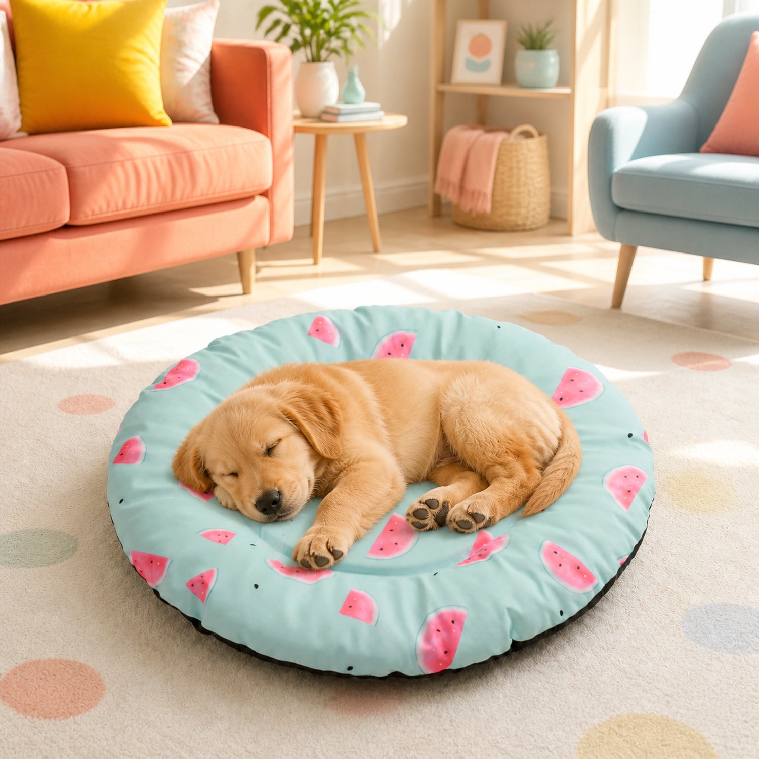 Waterproof Round Pet Mat | Dog & Cat Bed | Easy-to-Clean Cushion