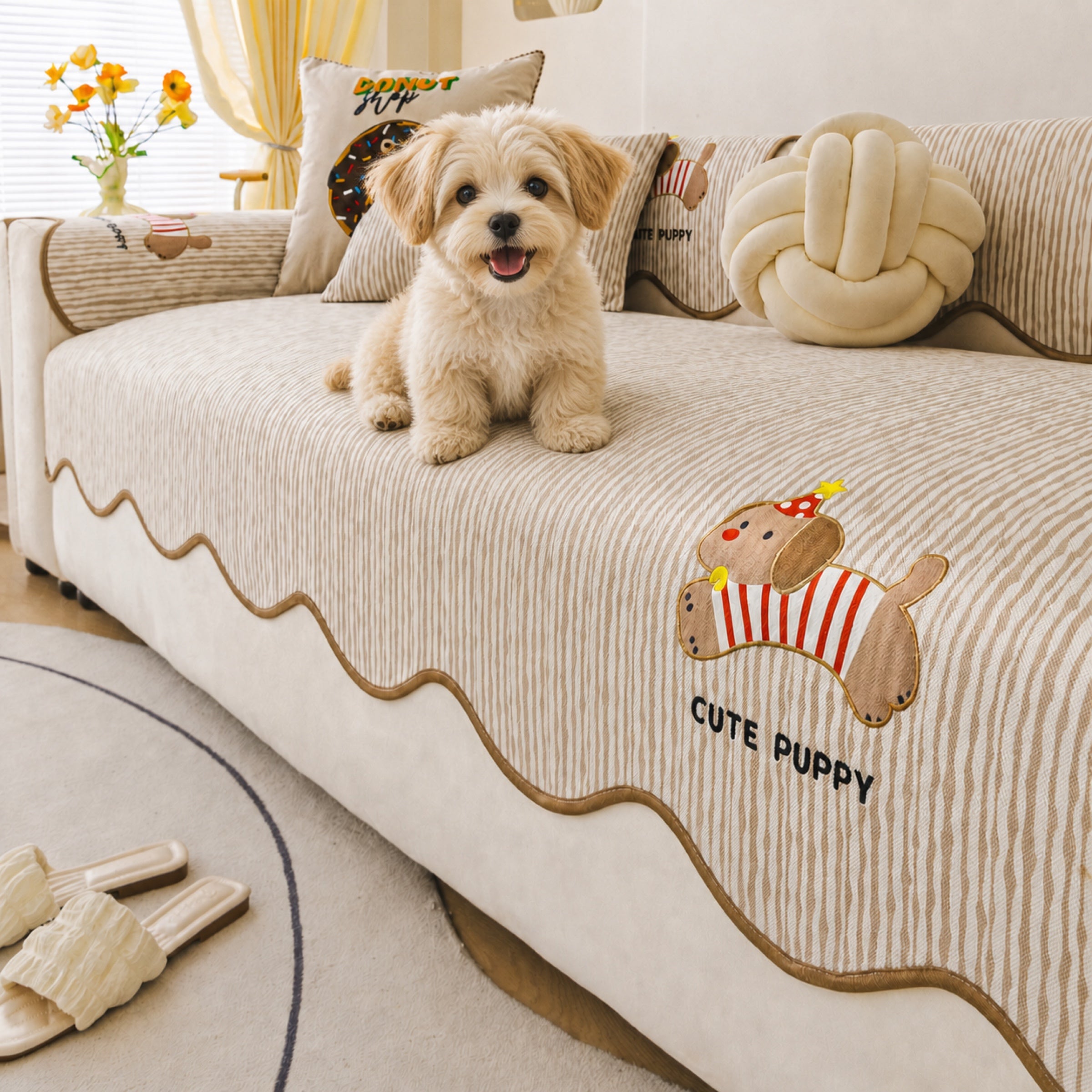 Puppy Cooling Sofa Cover | Anti-Scratch Non-Slip | Machine Washable Pet Protector