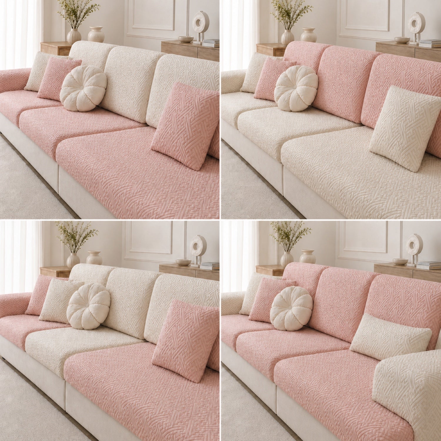 Modern Maze | Stretch Sofa Cushion Covers | Embossed Plush | Washable Sofa Protector