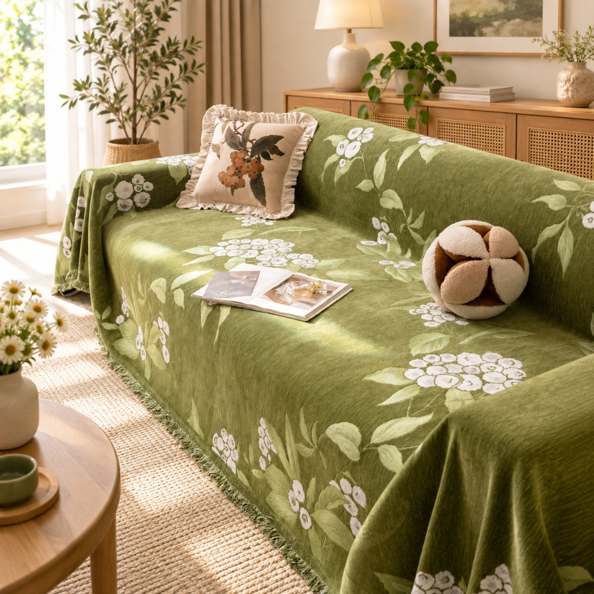 Orchard Blossom Chenille Sofa Throw | Soft & Machine Washable