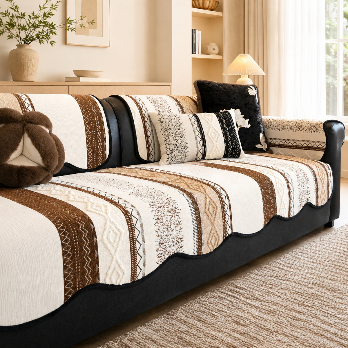 Heritage Weave Chenille Sofa Cover | Non-Slip & Machine Washable