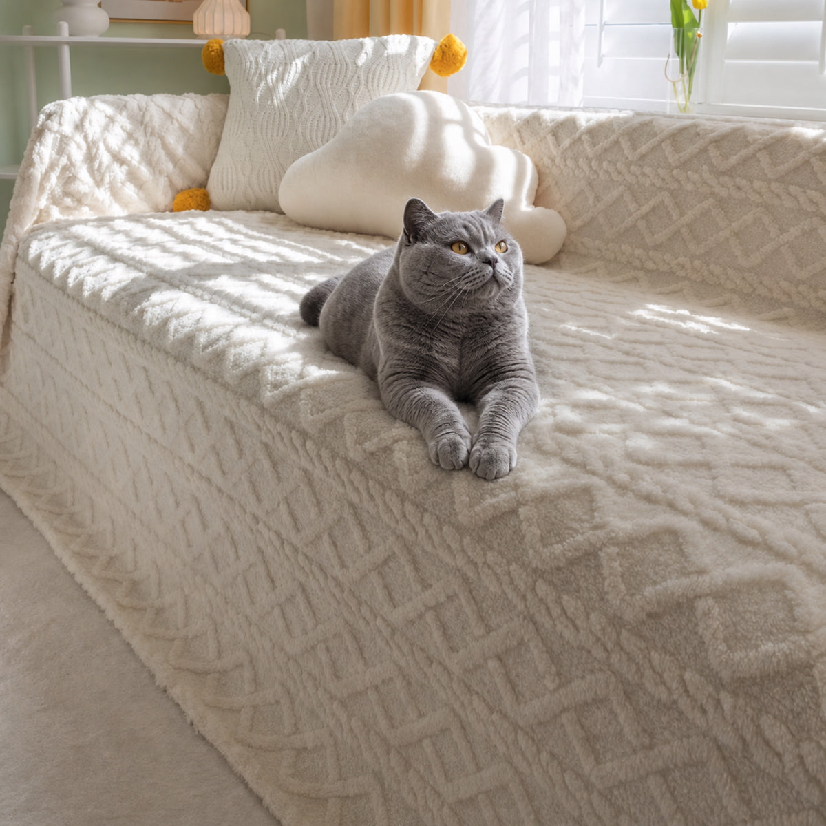 Fleece Sofa Throw | Soft Washable | Scratch-Resistant Sofa Protector