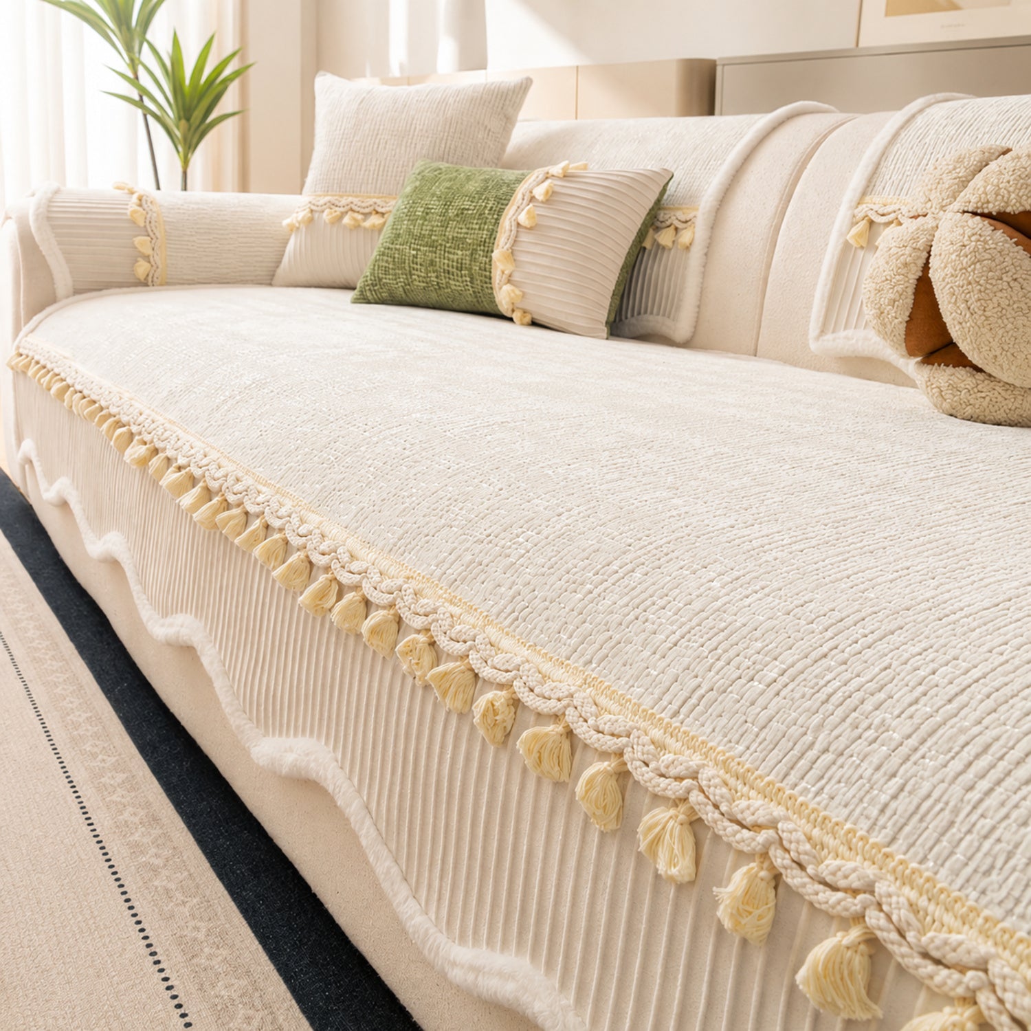 Tassel Weave Chenille Sofa Cover| Non-Slip Scratch-Resistant