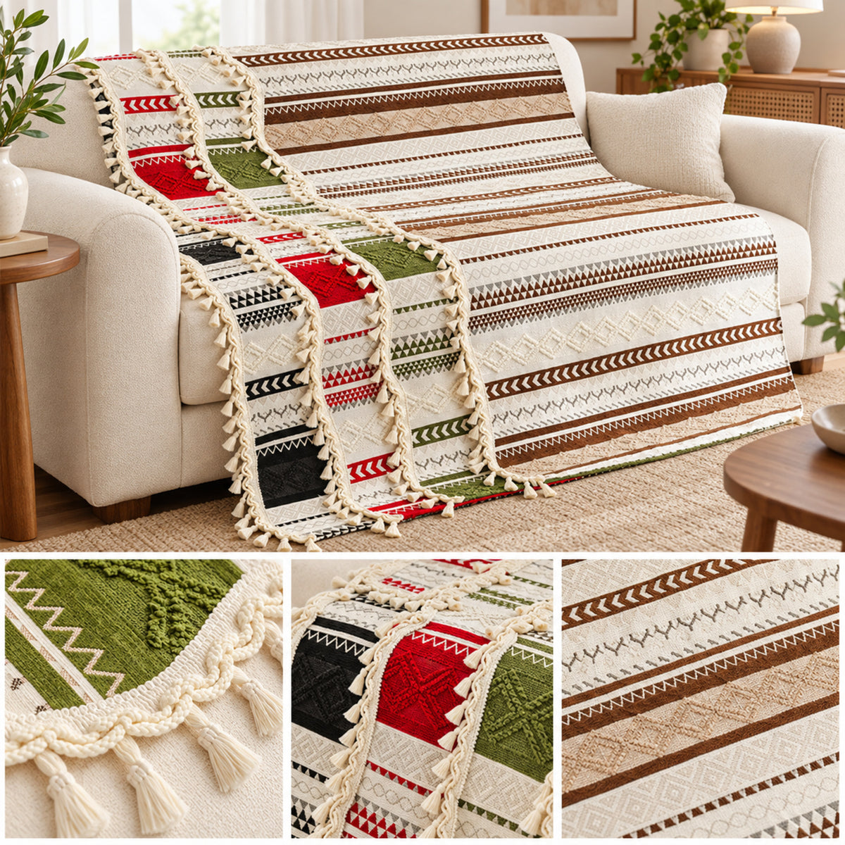 Heritage Chenille Sofa Cover | Non-Slip & Machine Washable