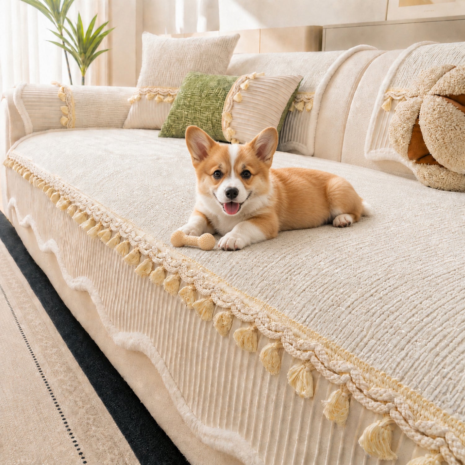Tassel Weave Chenille Sofa Cover| Non-Slip Scratch-Resistant