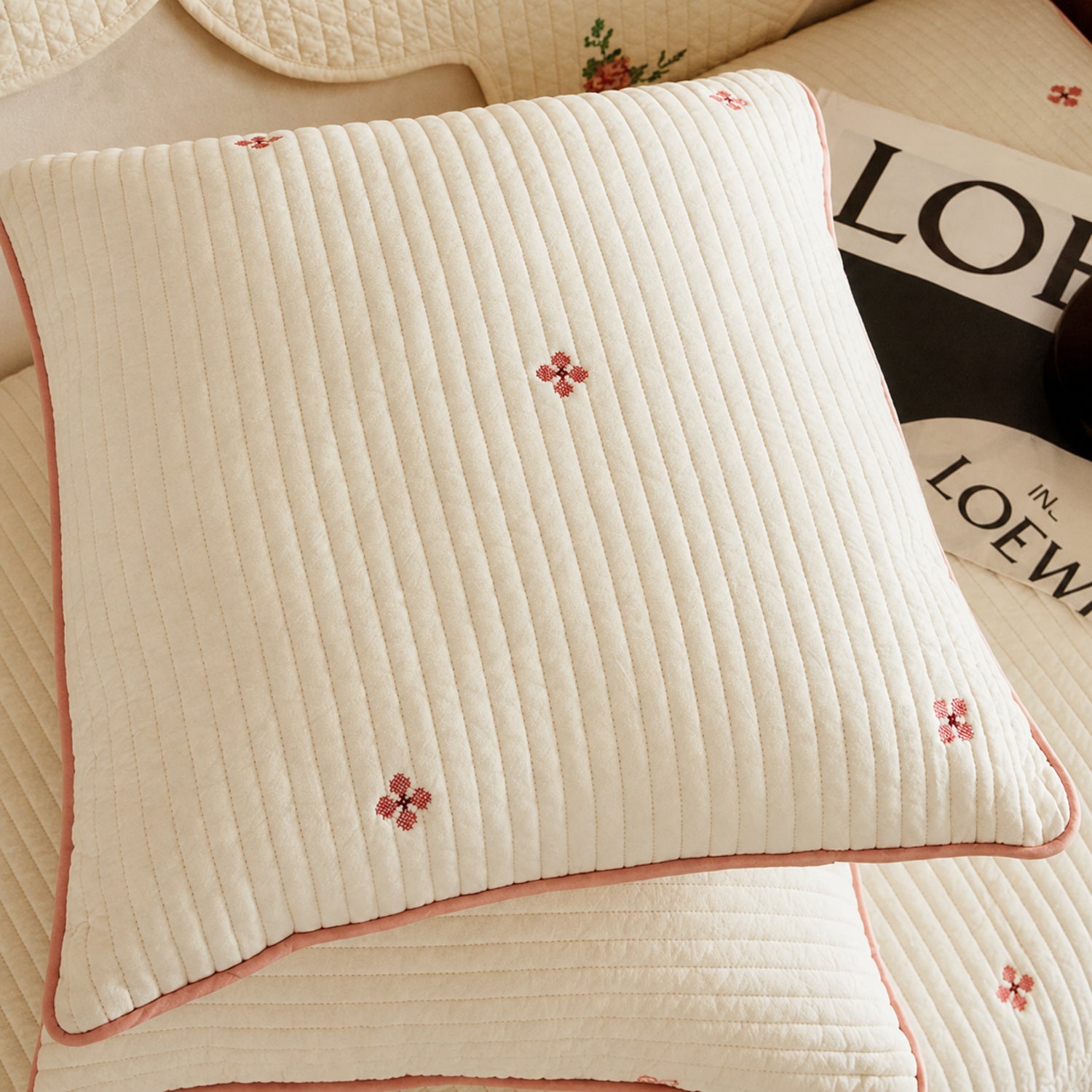 Little Rose Quilted Sofa Cover | Floral Cotton | Non-Slip & Machine Washable