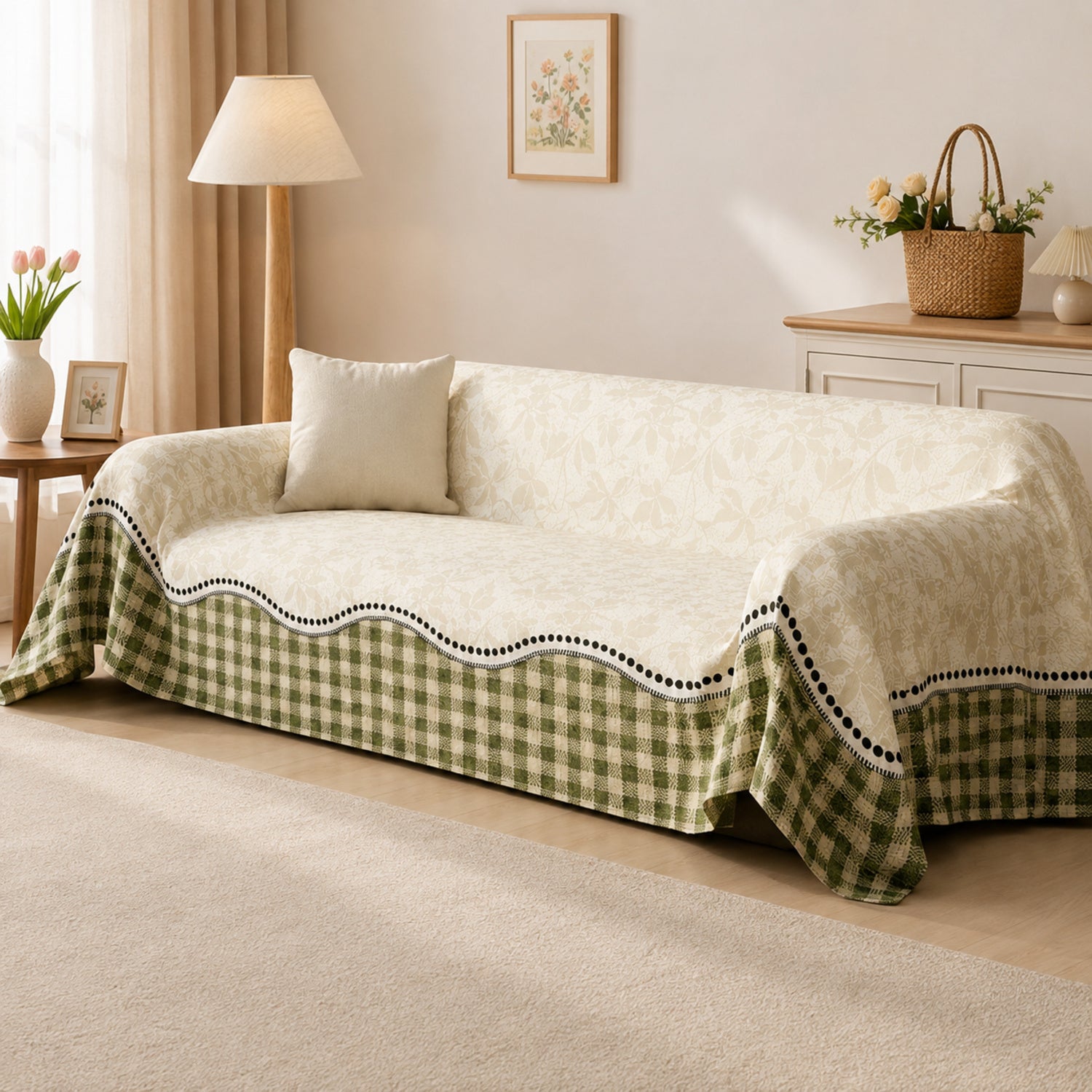 Countryside Plaid Sofa Throw | Soft Machine-Washable Full Sofa Protector
