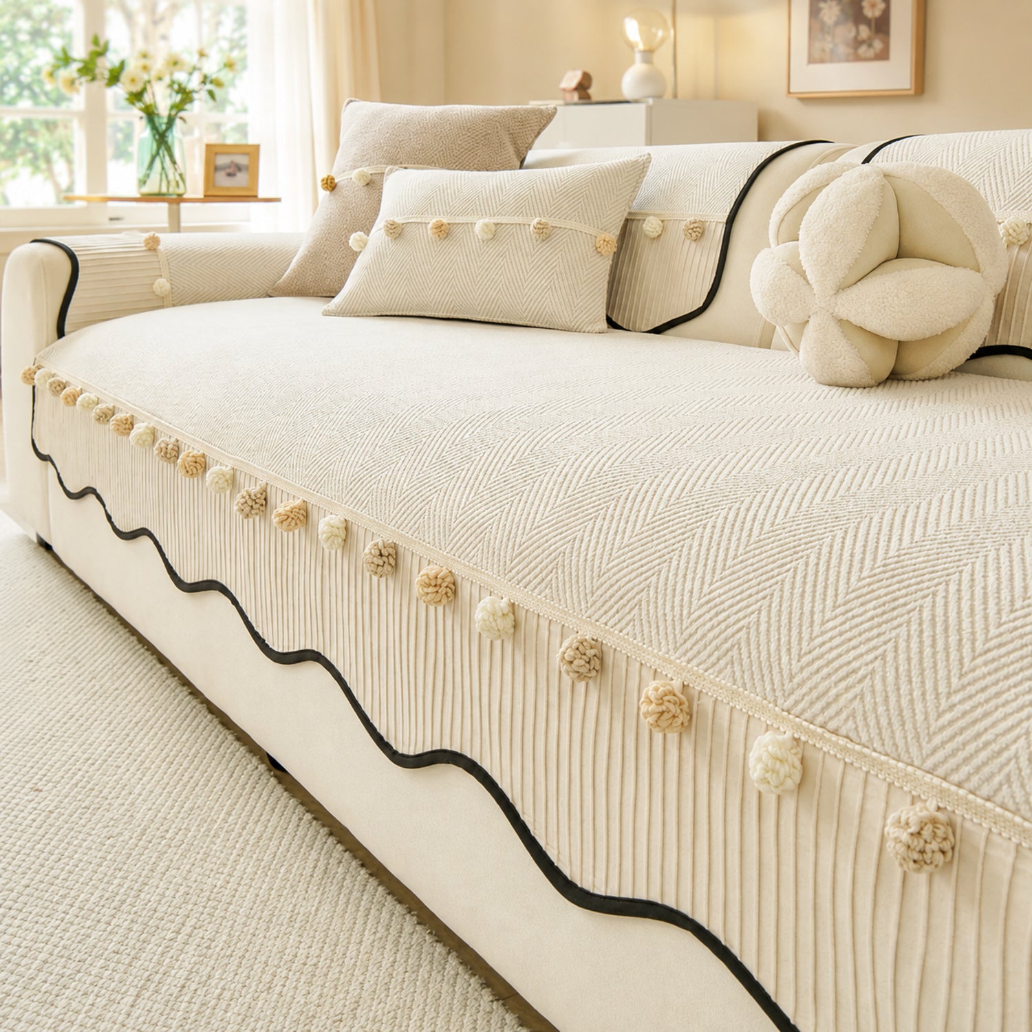 Bobble Weave Chenille Sofa Cover | Non-Slip & Machine Washable