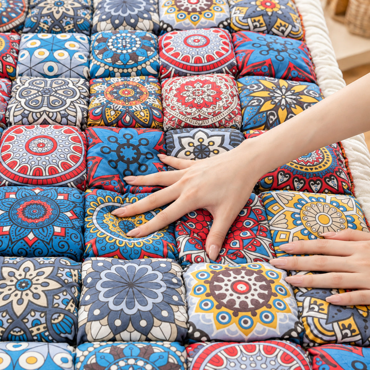Mosaic Sofa Cover | Non-Slip Sofa Protector | Quilted 100% Cotton