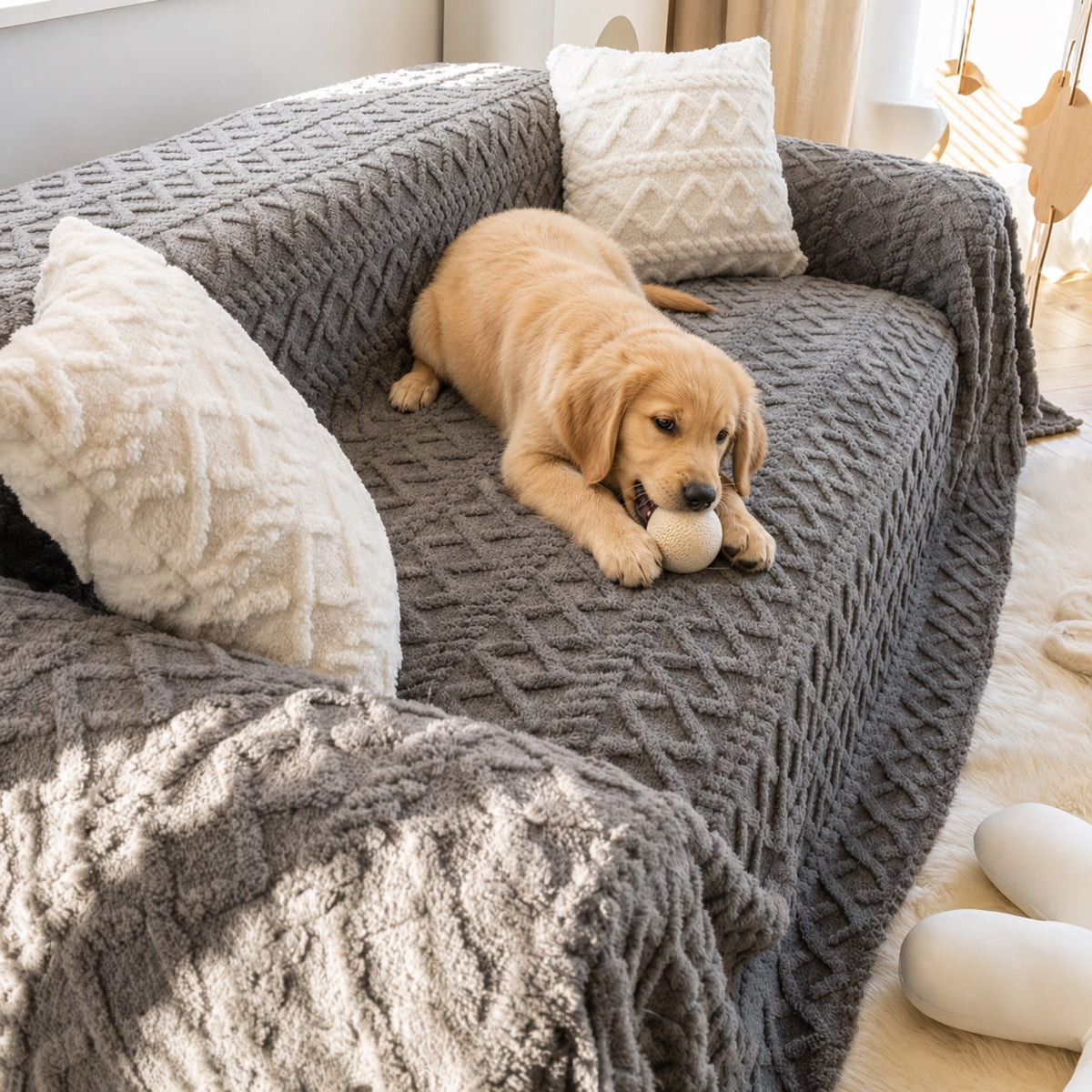 Fleece Sofa Throw | Soft Washable | Scratch-Resistant Sofa Protector
