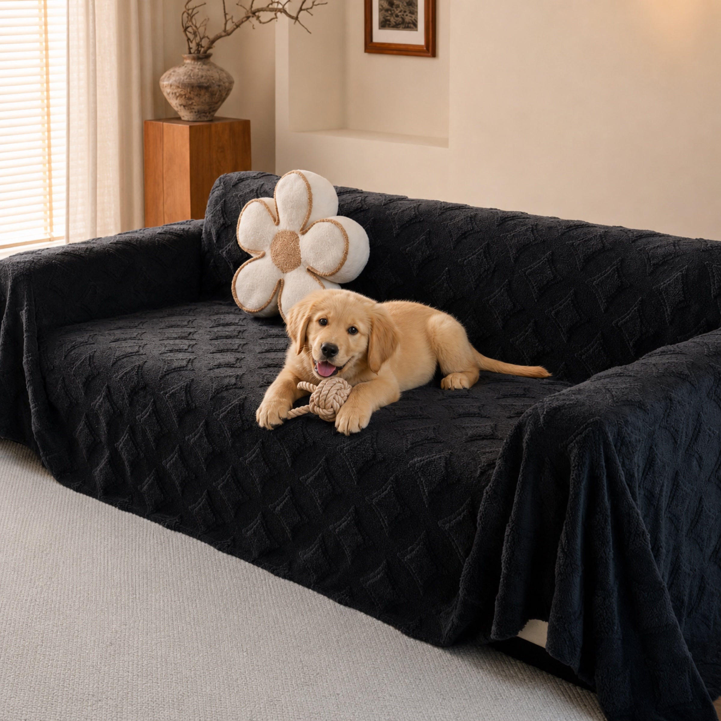 Star Plush Sofa Throw | Soft Washable Pet-Friendly | Furniture Protector