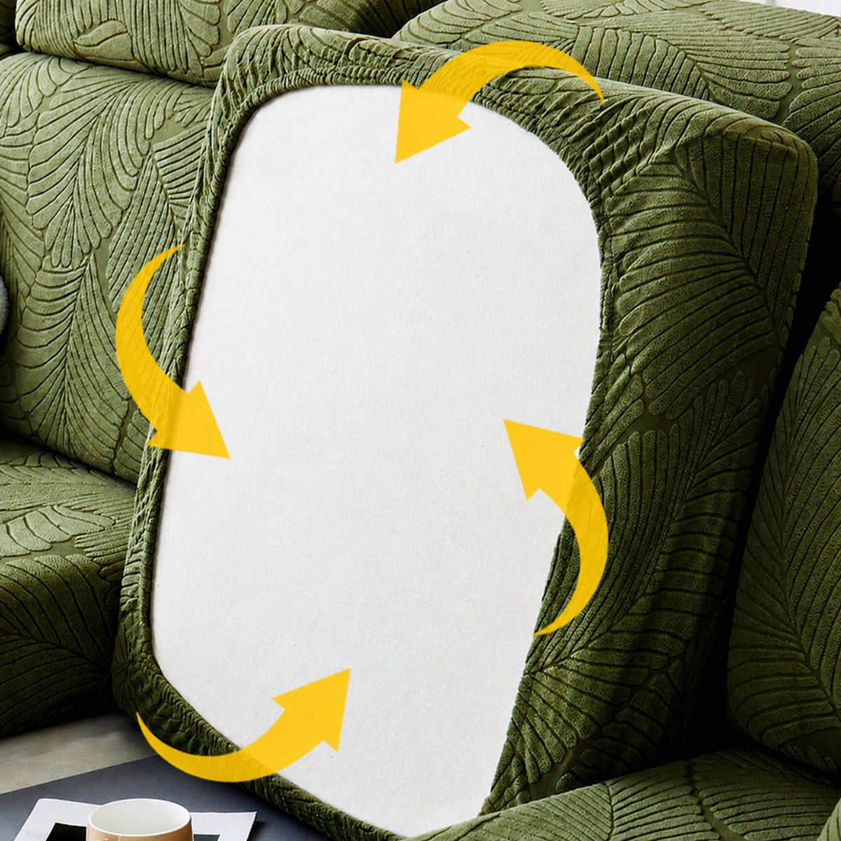 Modern Leaf Jacquard Sofa Cover | Waterproof Stretch Full Wrap | Anti-Scratch Protector | Woofing Deals