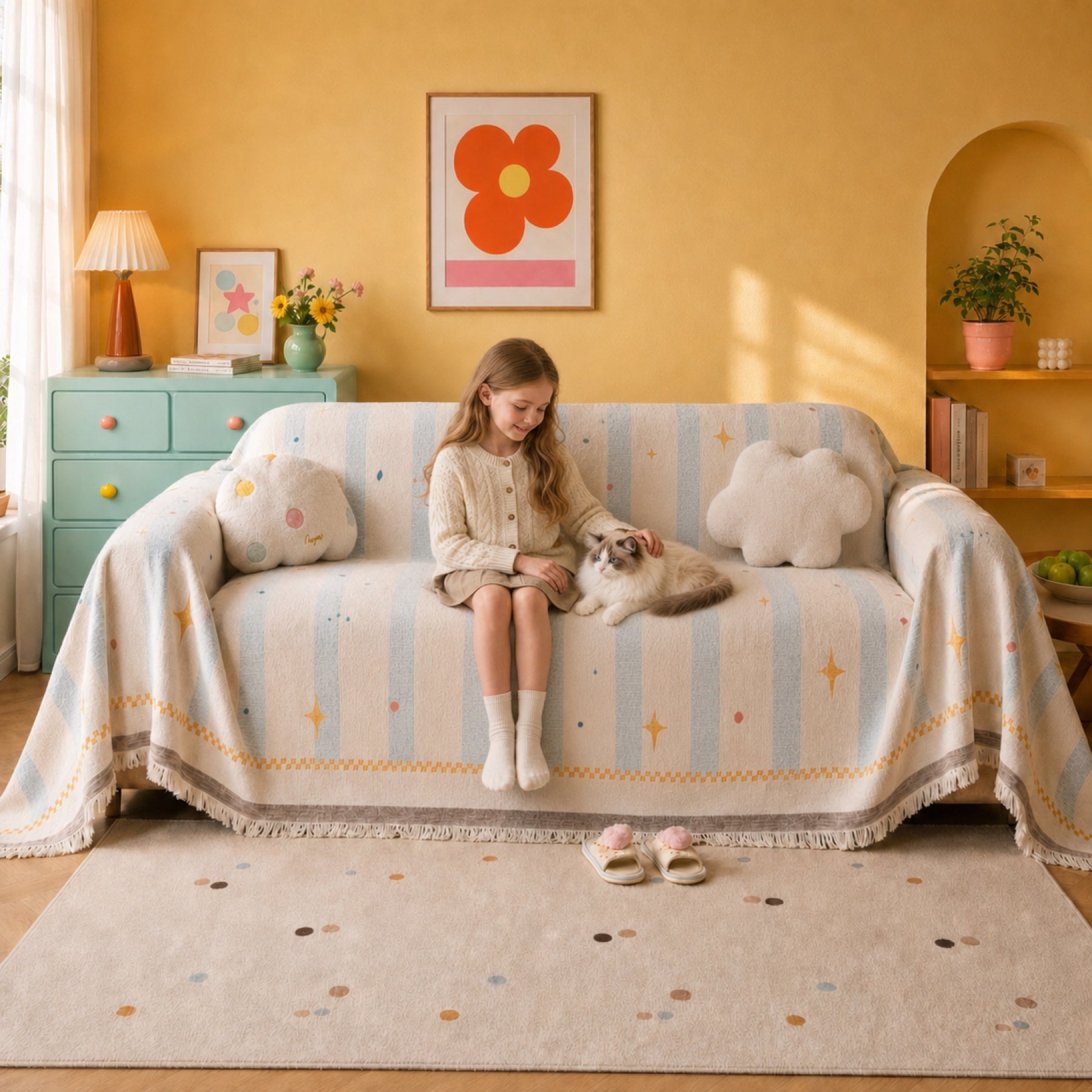 Starlight Chenille Sofa Throw | Scratch-Resistant | Washable Sofa Protector