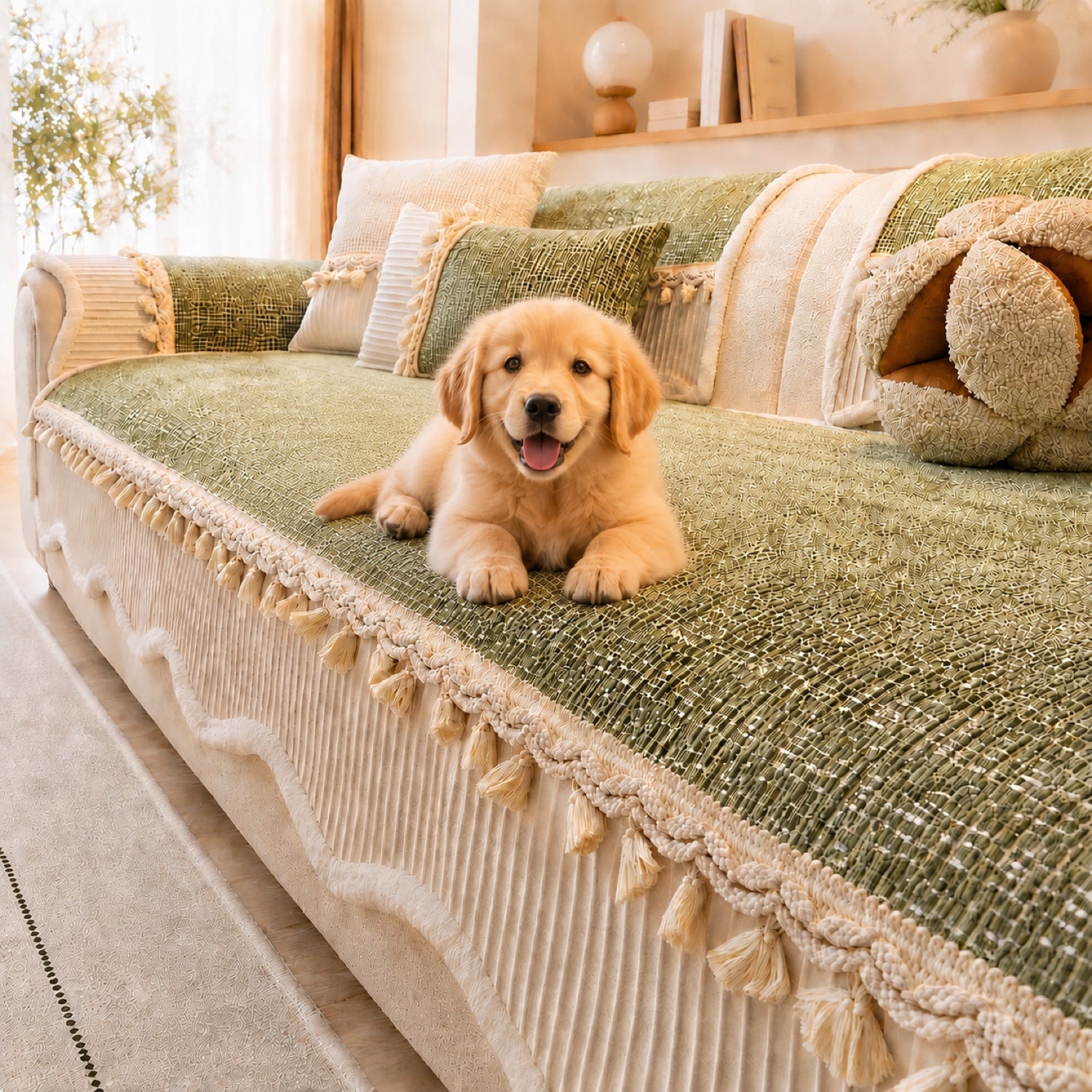 Tassel Weave Chenille Sofa Cover| Non-Slip Scratch-Resistant