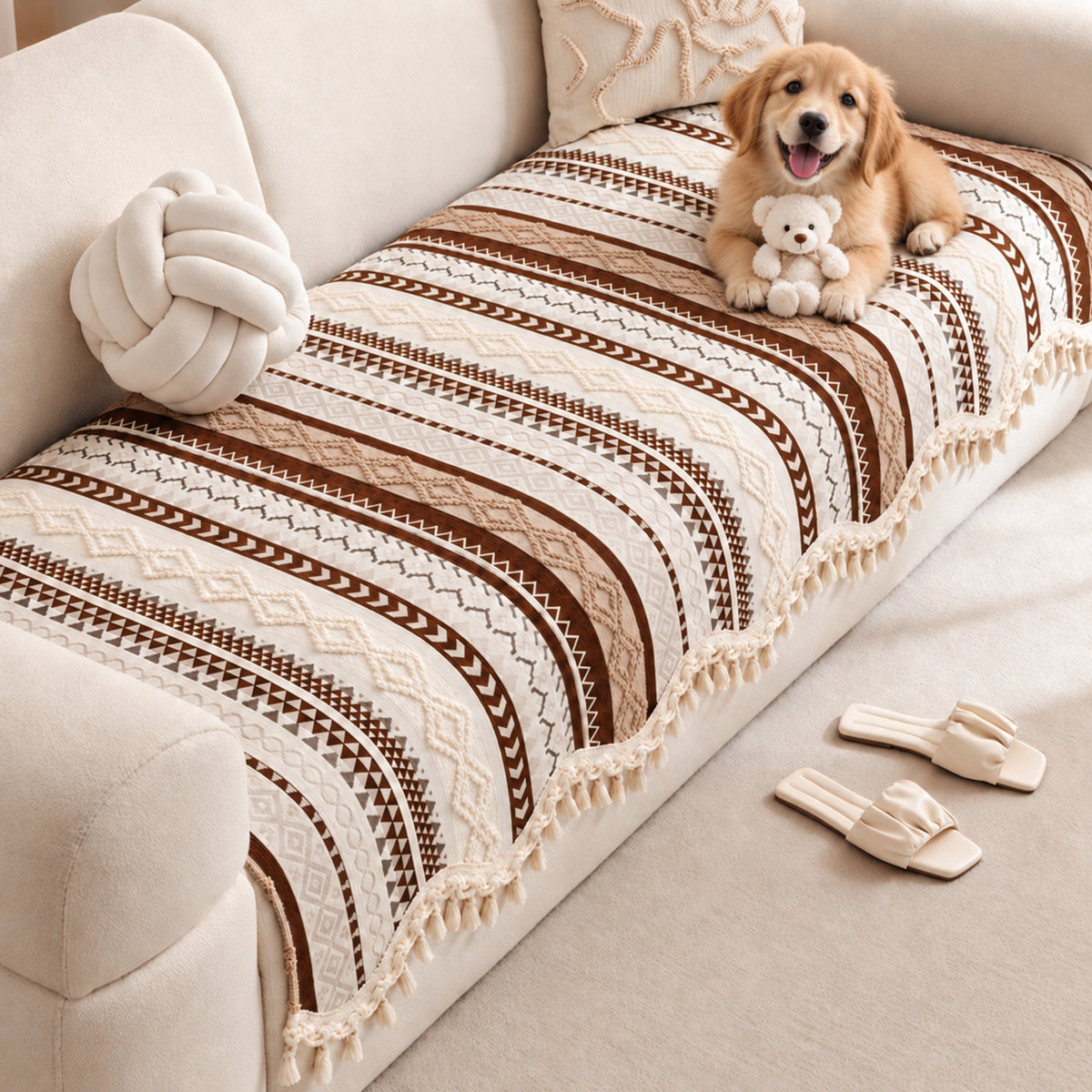 Heritage Chenille Sofa Cover | Non-Slip & Machine Washable