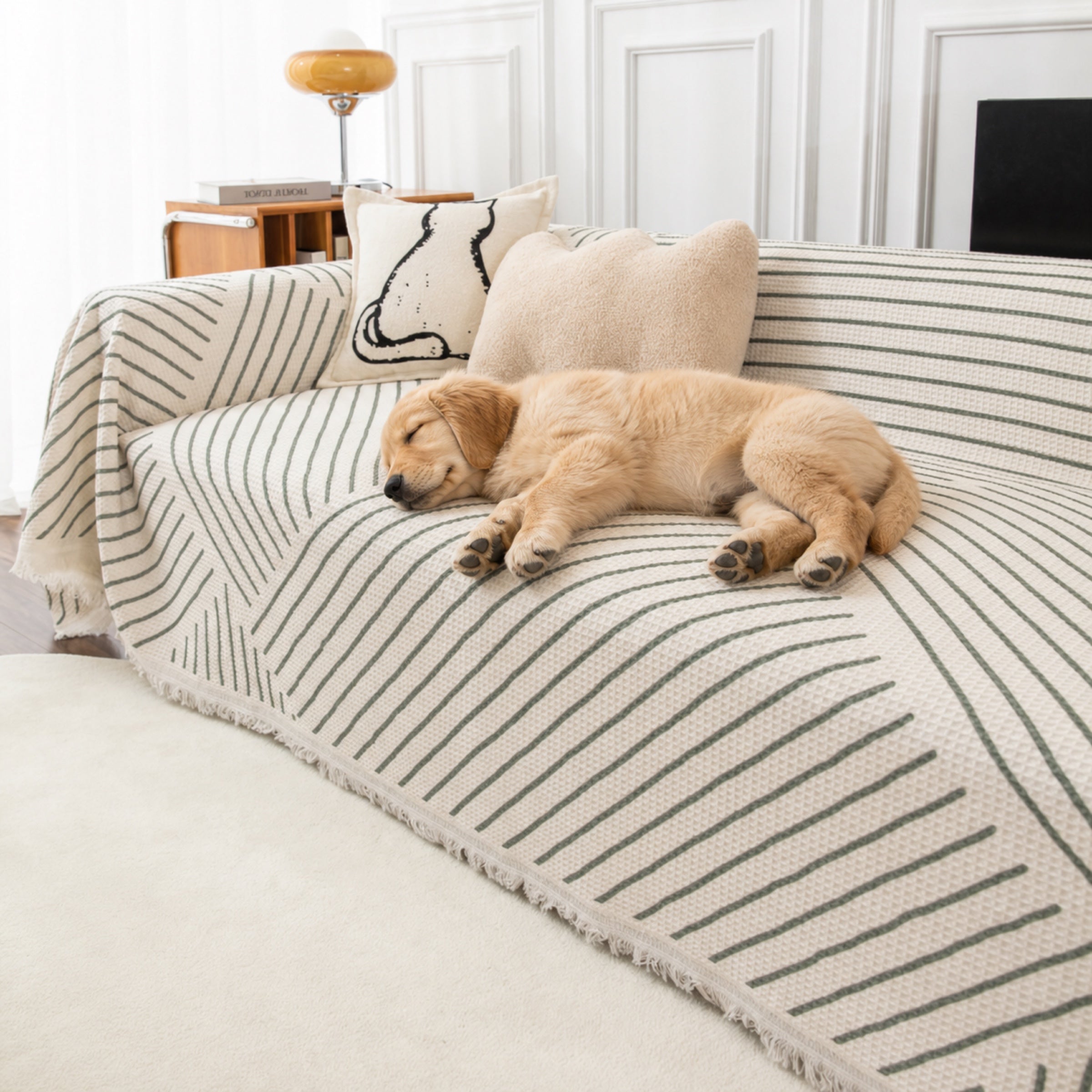 Geometric Sofa Throw | Cotton-Linen Washable | Pet-Friendly Sofa Cover