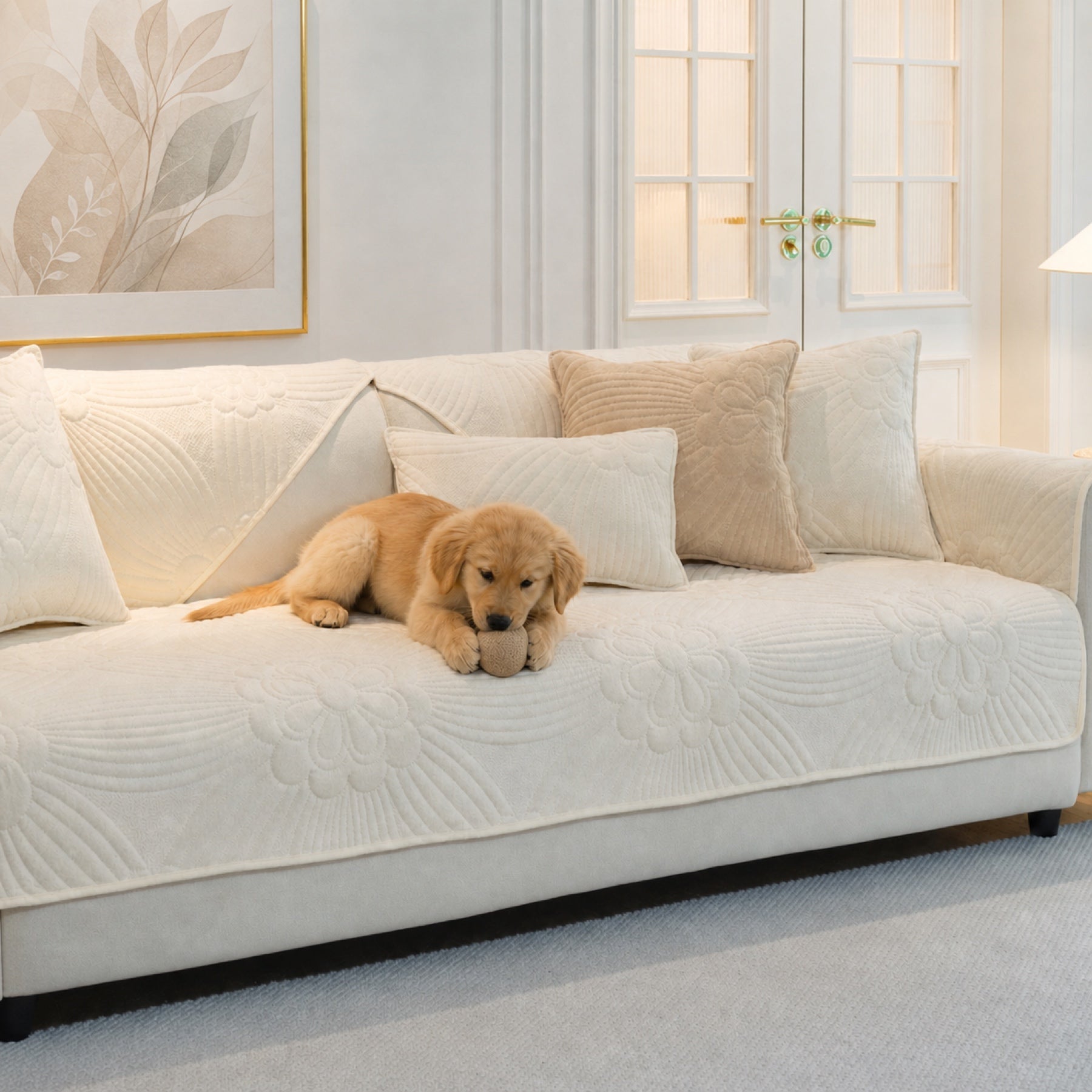 Blossom Quilted Sofa Cover | Thick Plush | Anti-Slip & Machine Washable