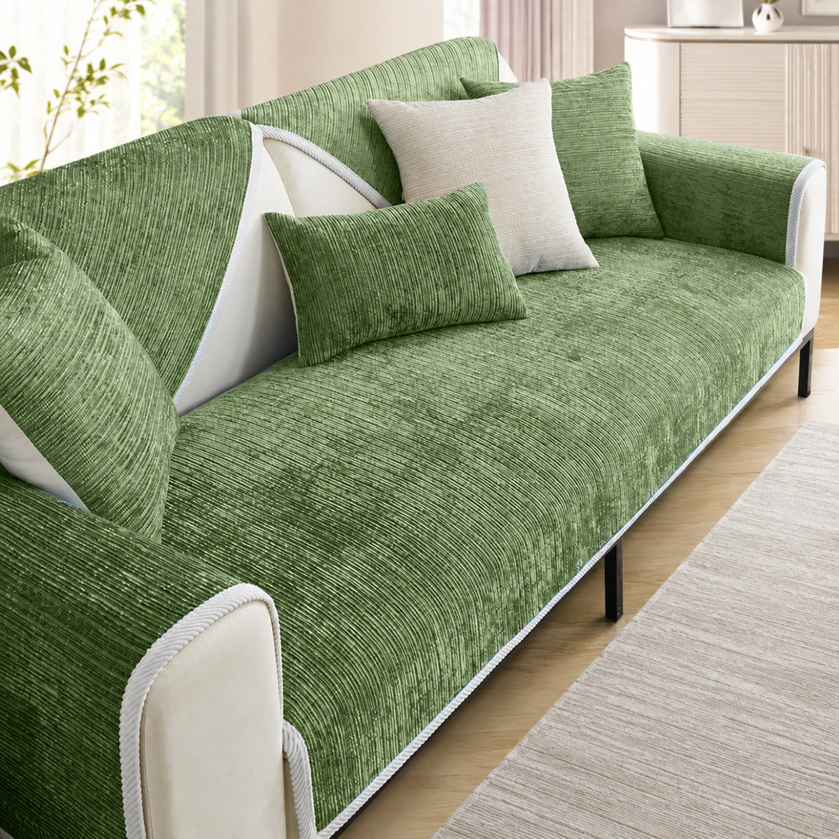 Striped Chenille Sofa Cover | Anti-Scratch & Non-Slip | Pet Proof | Machine Washable | Woofing Deals