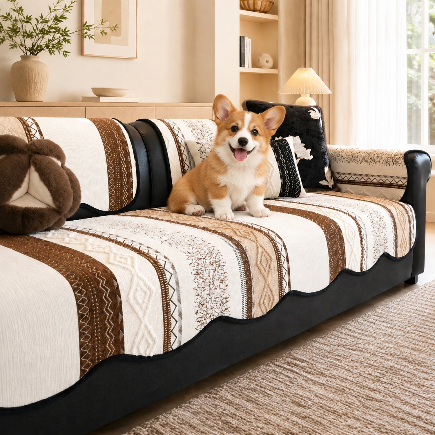 Heritage Weave Chenille Sofa Cover | Non-Slip & Machine Washable