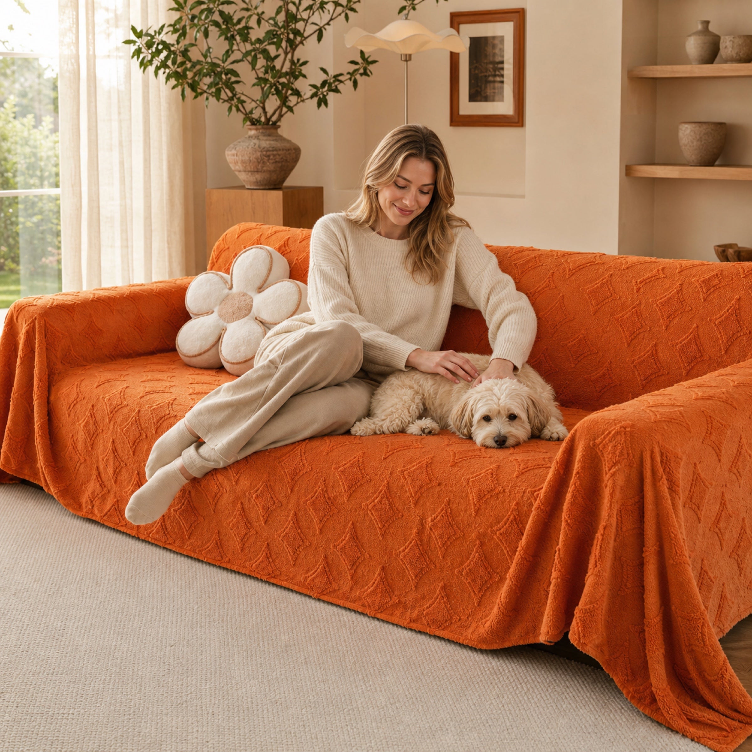 Star Plush Sofa Throw | Soft Washable Pet-Friendly | Furniture Protector