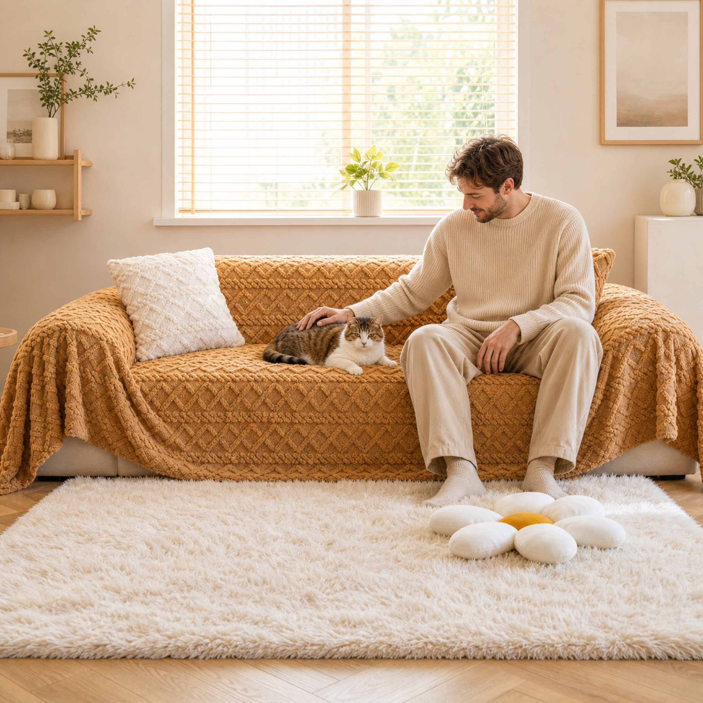 Fleece Sofa Throw | Soft Washable | Scratch-Resistant Sofa Protector