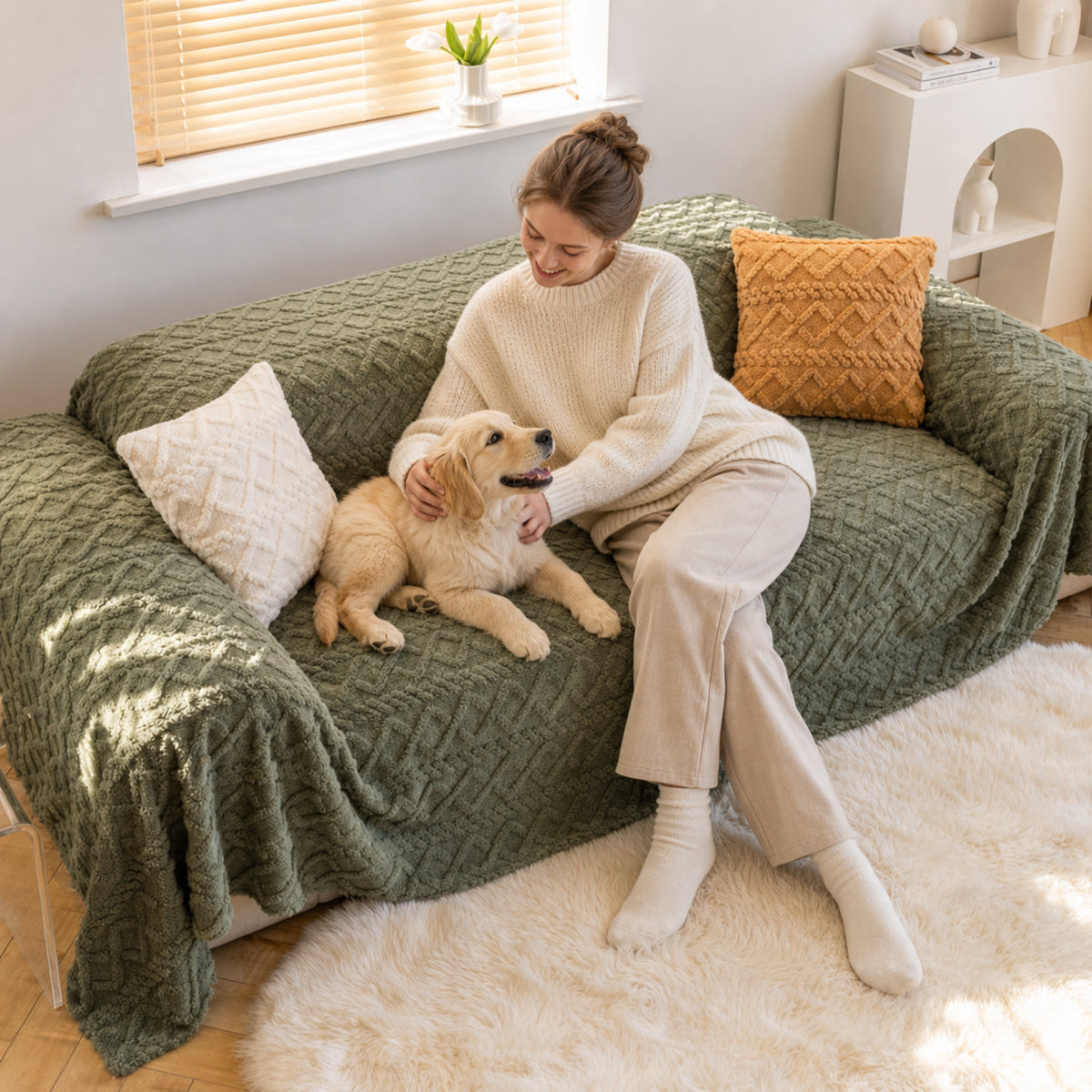 Fleece Sofa Throw | Soft Washable | Scratch-Resistant Sofa Protector