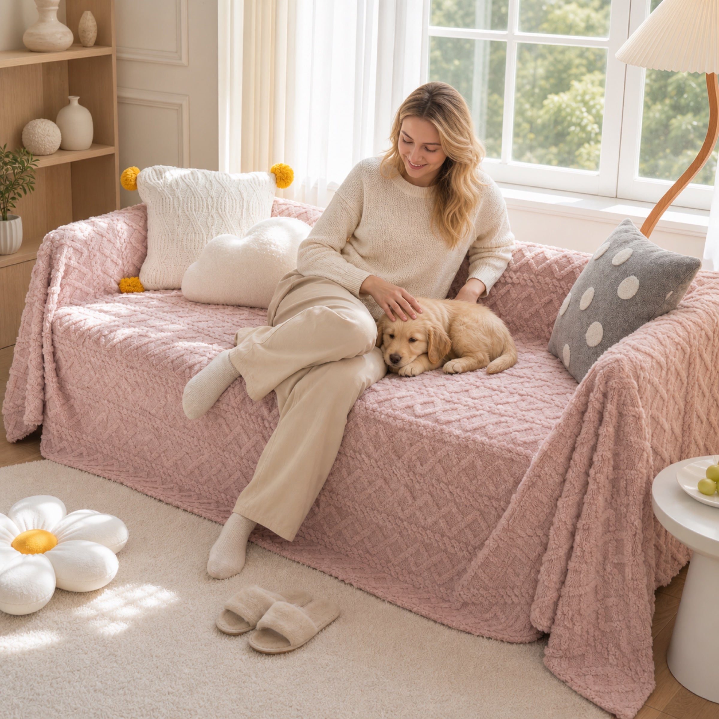 Fleece Sofa Throw | Soft Washable | Scratch-Resistant Sofa Protector