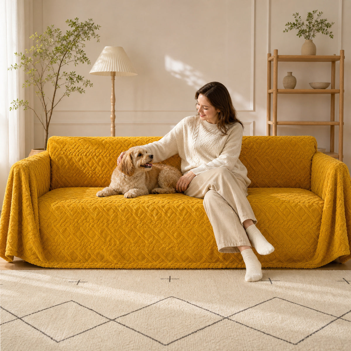 Fleece Sofa Throw | Soft Washable | Scratch-Resistant Sofa Protector
