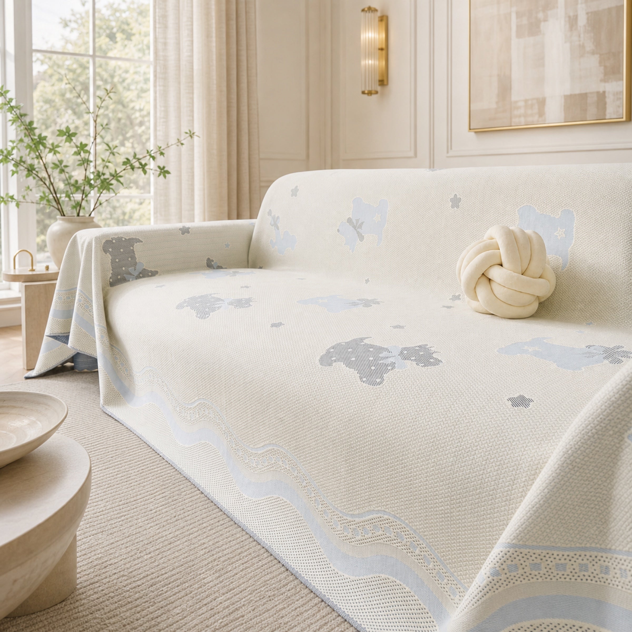 Dreamy Puppy | Cooling Sofa Cover | Breathable Fabric | Anti-Slip & Machine Washable