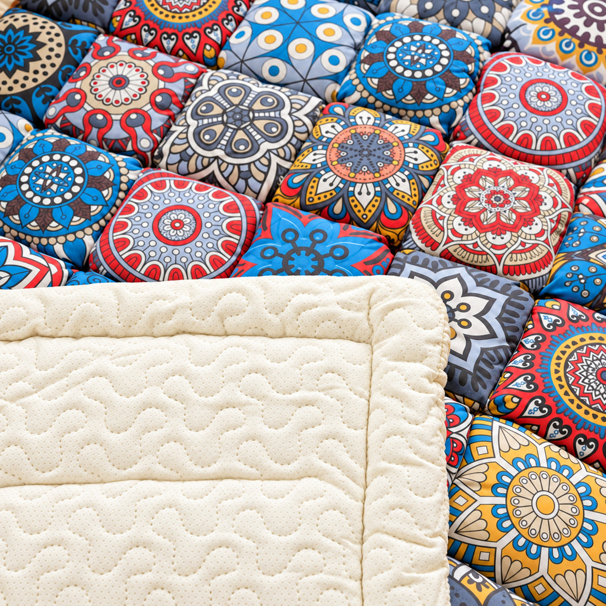 Mosaic Sofa Cover | Non-Slip Sofa Protector | Quilted 100% Cotton