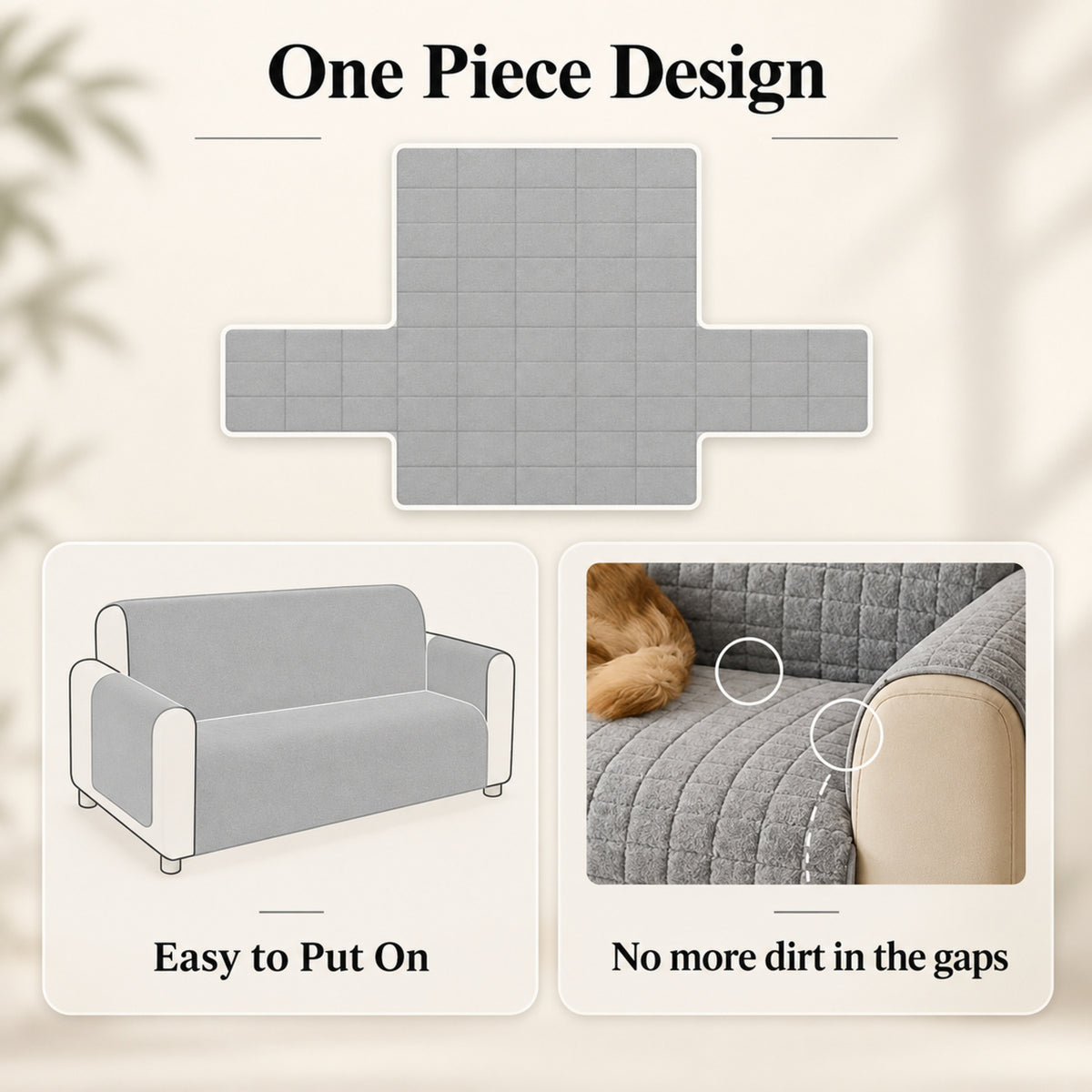 Short Plush Sofa Cover | One-Piece Non-Slip Washable Protector for Pet-Friendly Homes