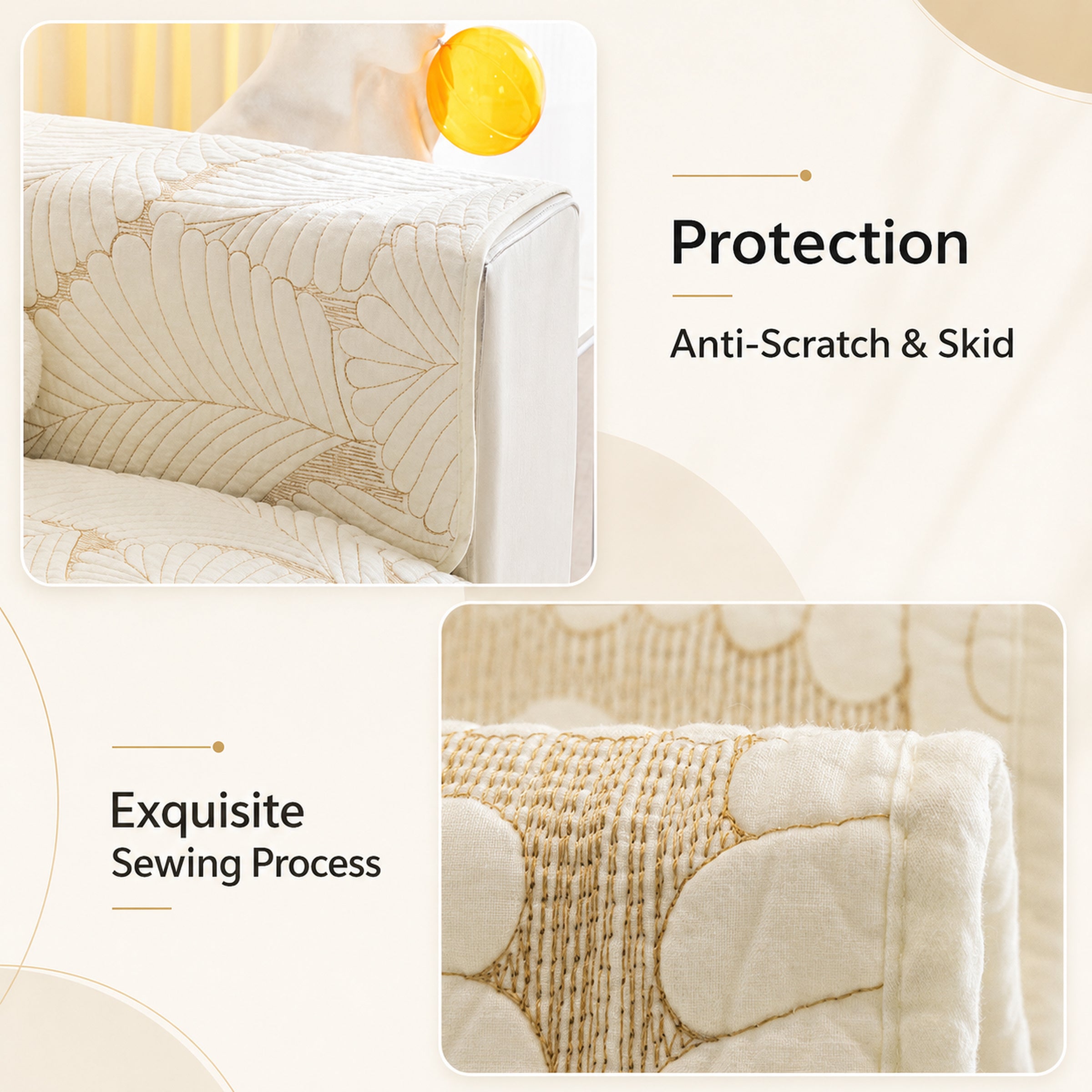 Leaf Cotton Sofa Protector | Scratch-Resistant Non-Slip Washable Cover