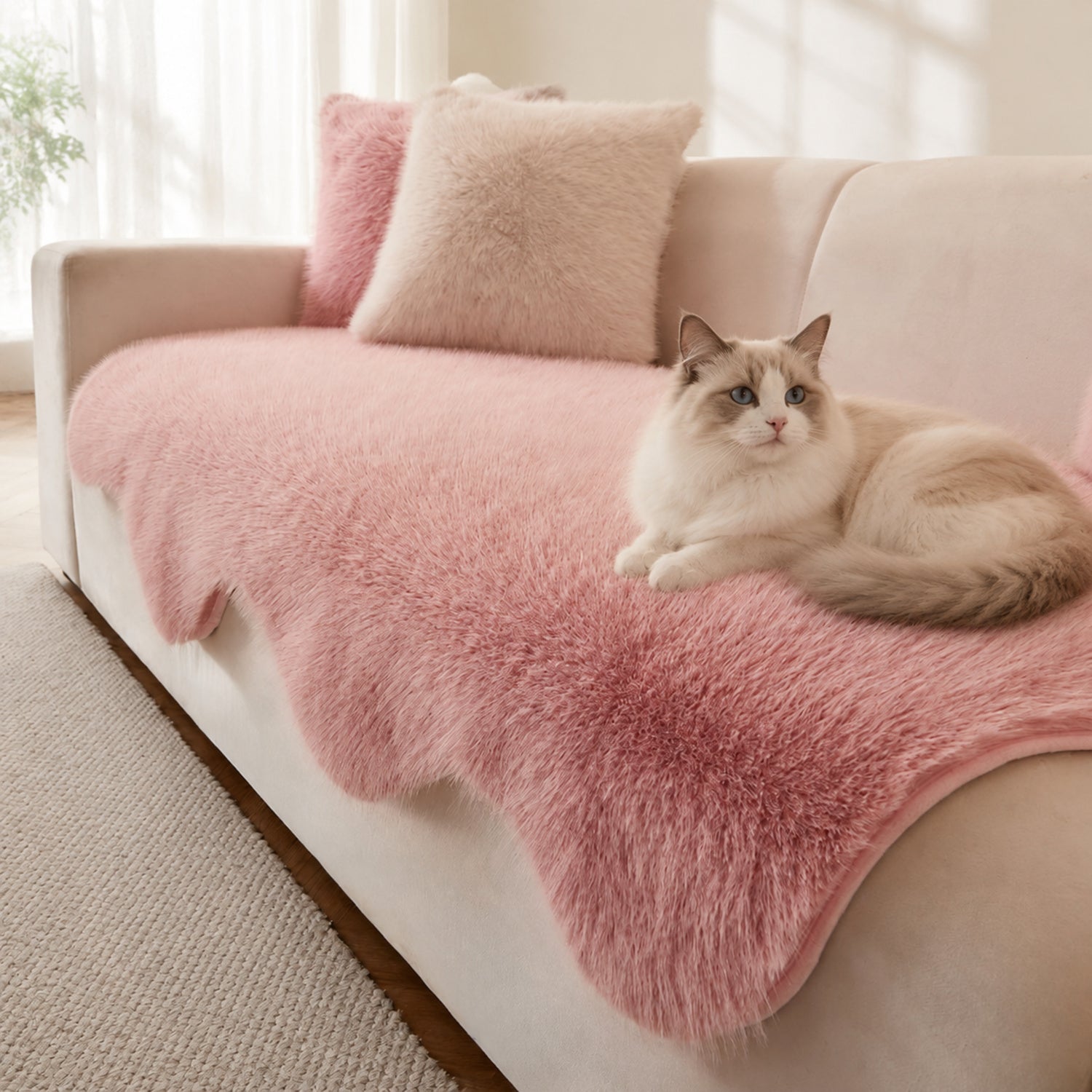 Scandinavian Plush Sofa Cover | Soft Washable Couch Protector | Woofing Deals