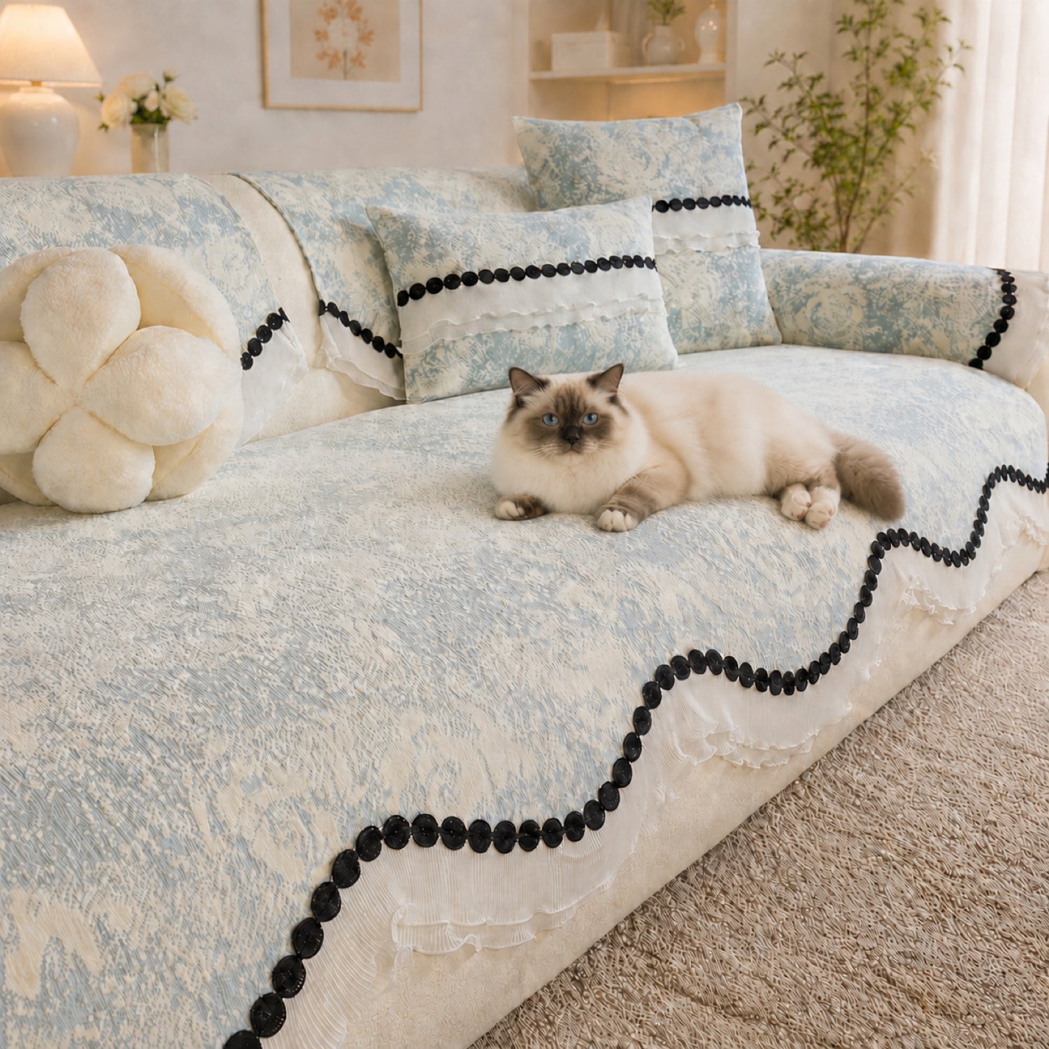 Vintage Bobble Sofa Cover | Non-Slip Machine-Washable | All Season