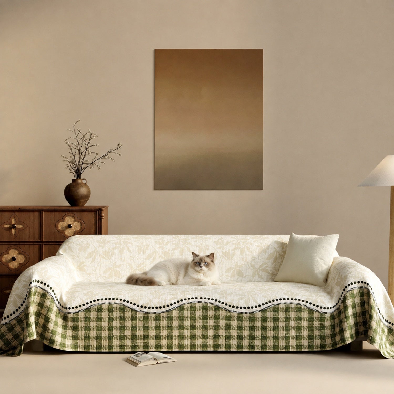 Countryside Plaid Sofa Throw | Soft Machine-Washable Full Sofa Protector