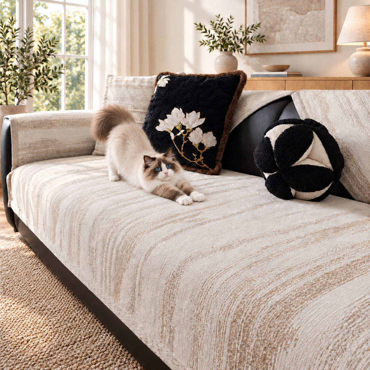 Sofa Cover & Chenille Sofa Throw | Non-Slip & Machine-Washable