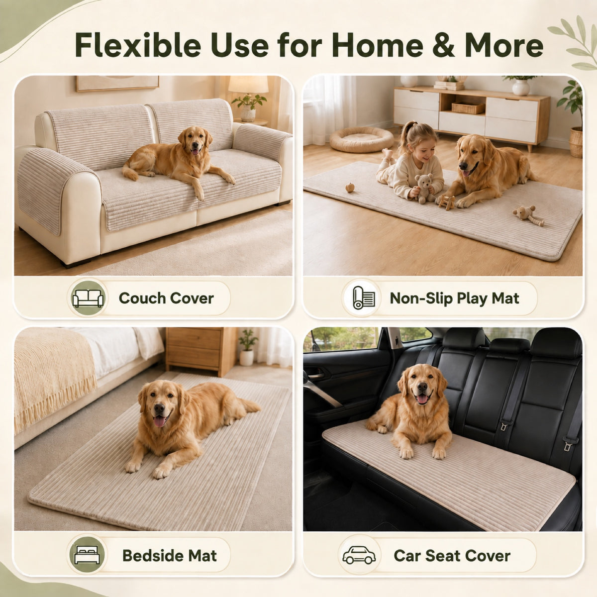 Furry Plush Sofa Protector | Soft Non-Slip Machine-Washable Cover for Pet Homes
