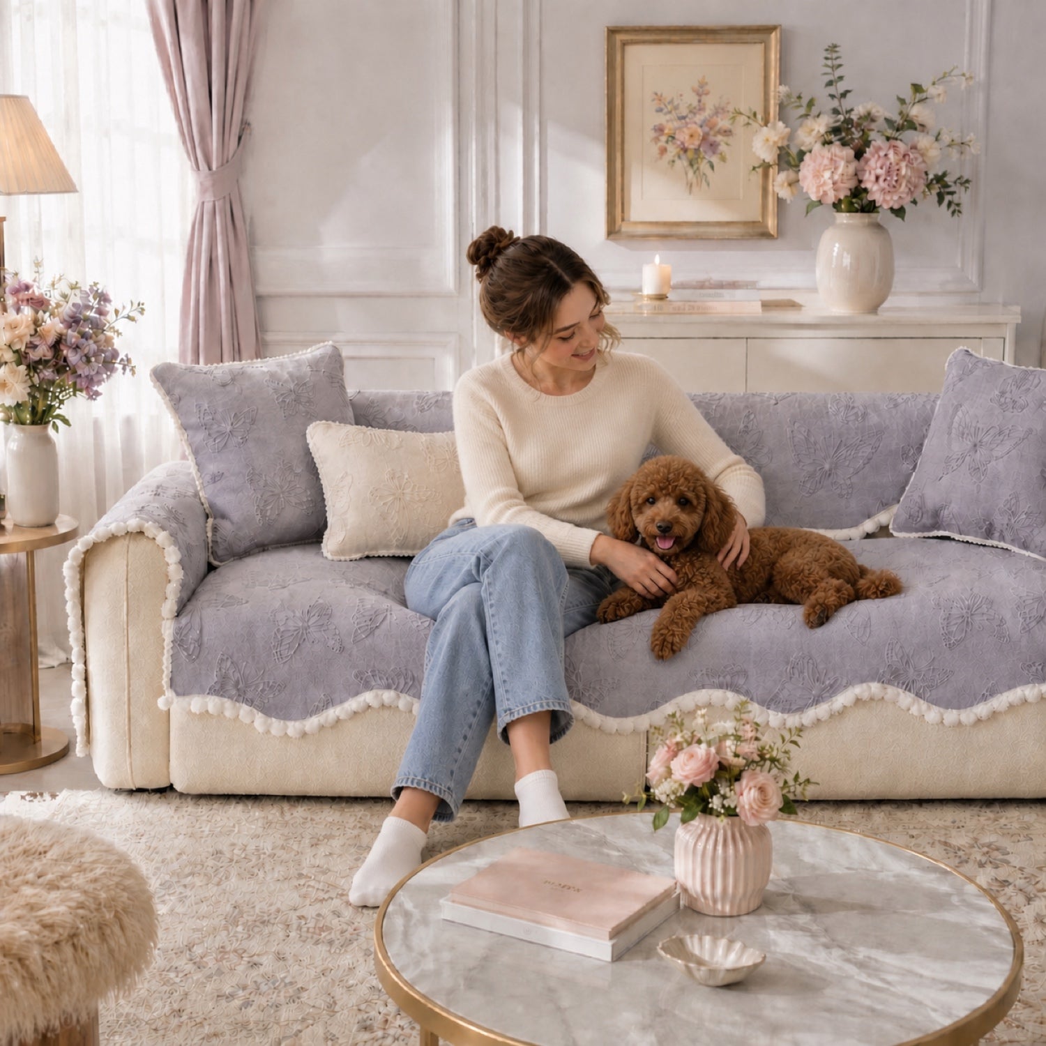 Butterfly Sofa Protector | Soft Non-Slip Washable All-Season Cover