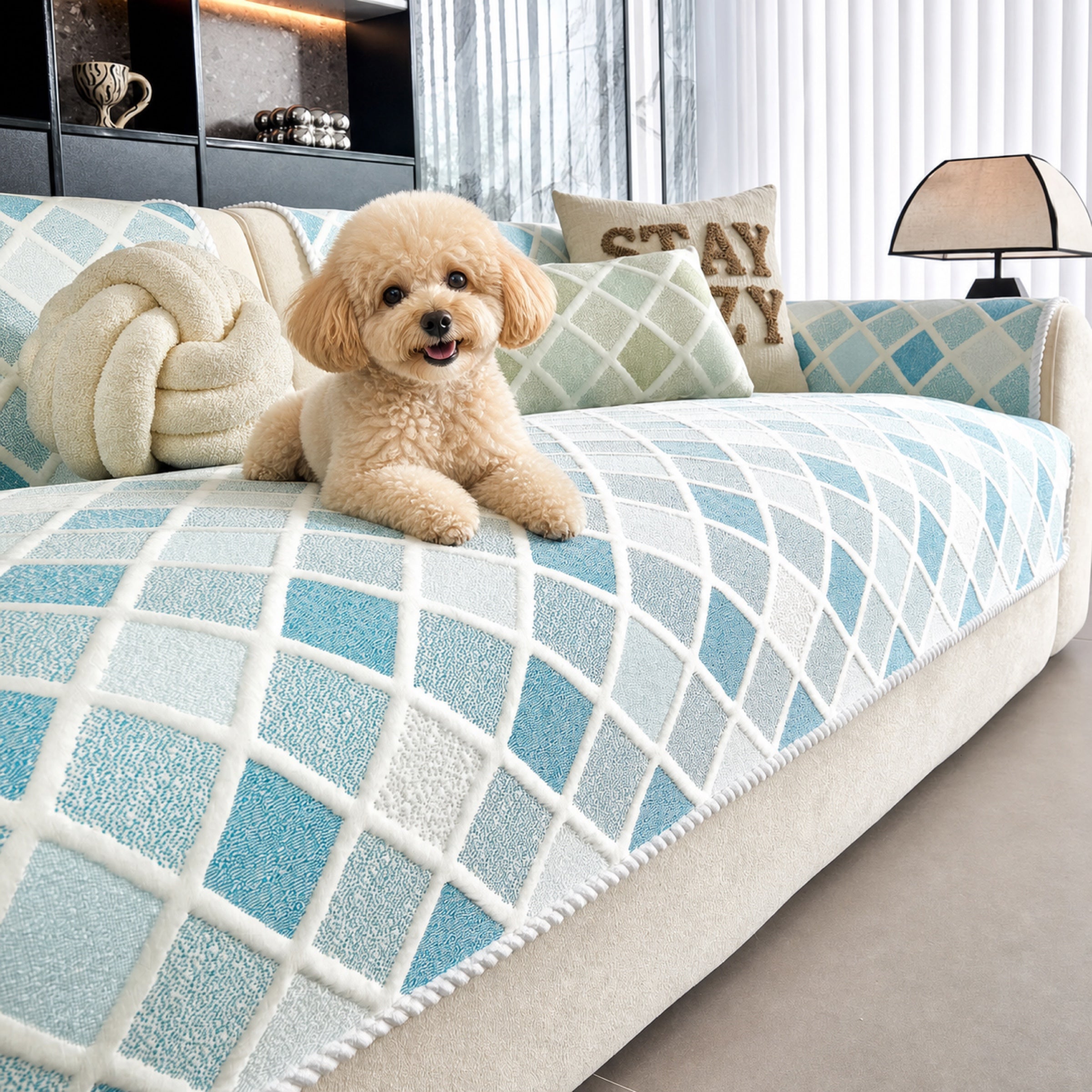 Diamond Cooling Sofa Cover | Ice Silk Non-Slip Couch Mat