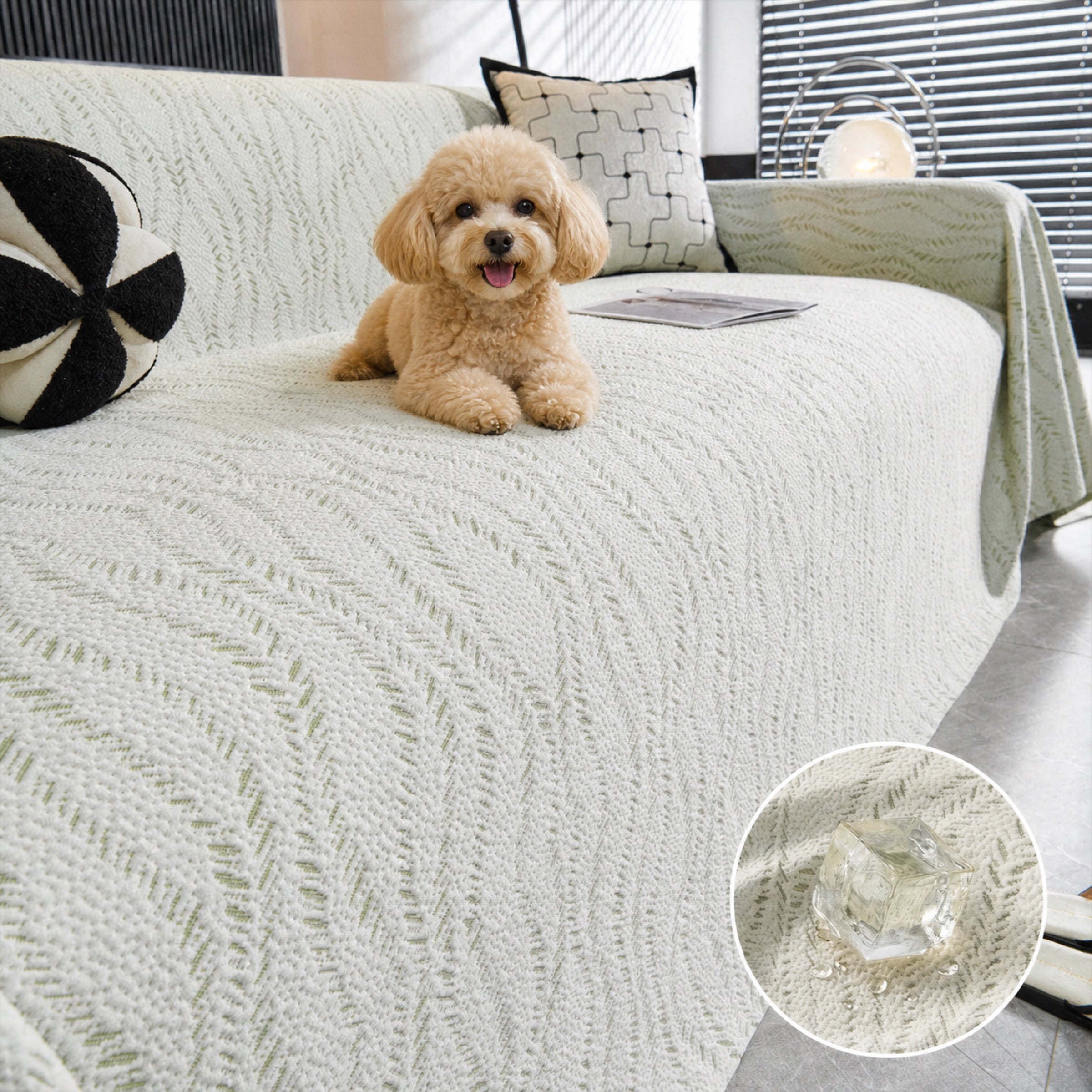 Leaf Pattern Cooling Sofa Cover | Ice Silk Leaf Throw